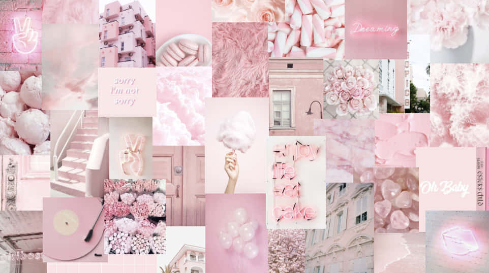 Baby Pink, roses, cotton candy buildings, SD Desktop Wallpaper