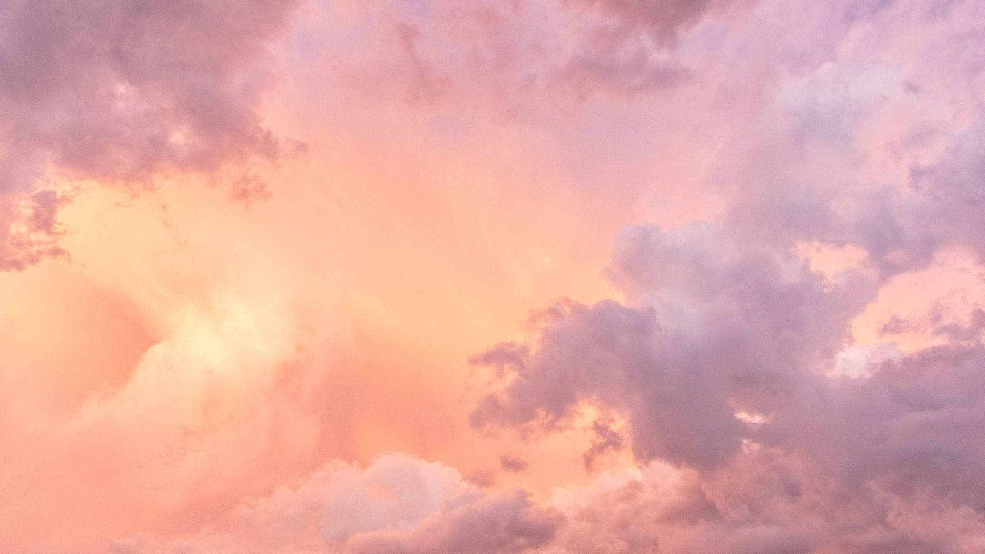 sunset, baby pink clouds, peach, Full HD Desktop Wallpaper