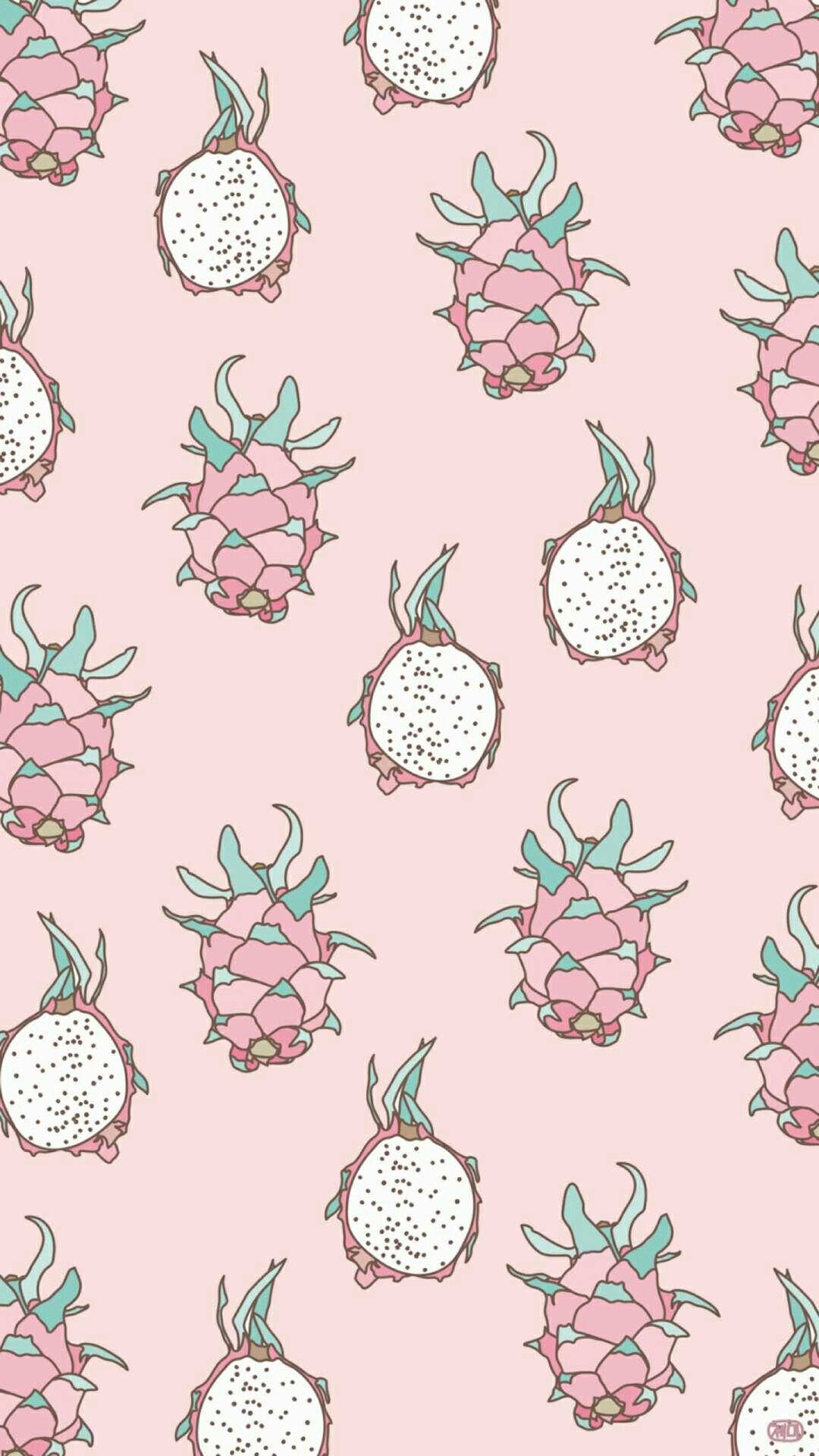 dragonfruit pattern, baby pink background, pink dragonfruit, Full HD Phone Wallpaper