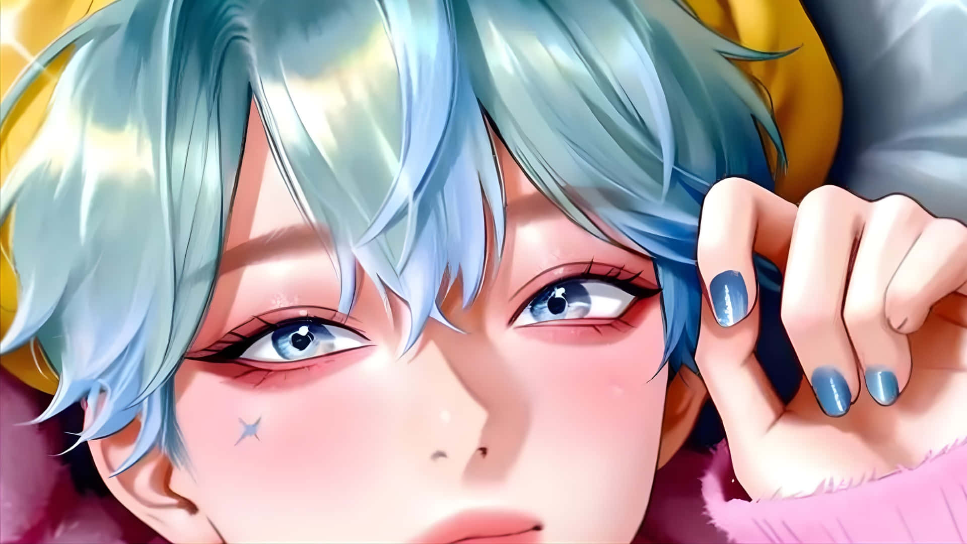 Baby Saja, blue-haired, star tattoo, Full HD Desktop Wallpaper