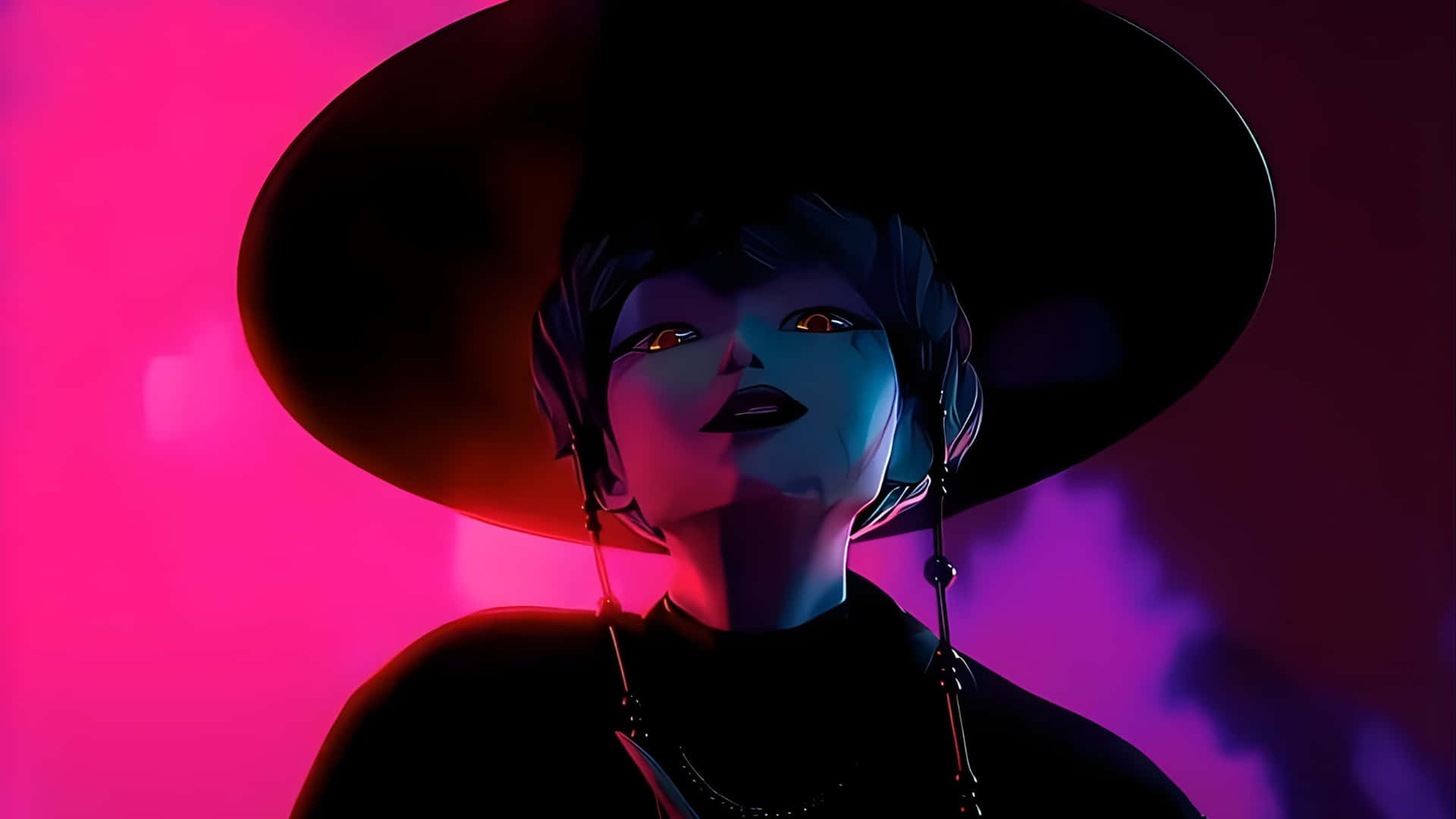 Baby Saja, neon style, black hat, Full HD Desktop Wallpaper