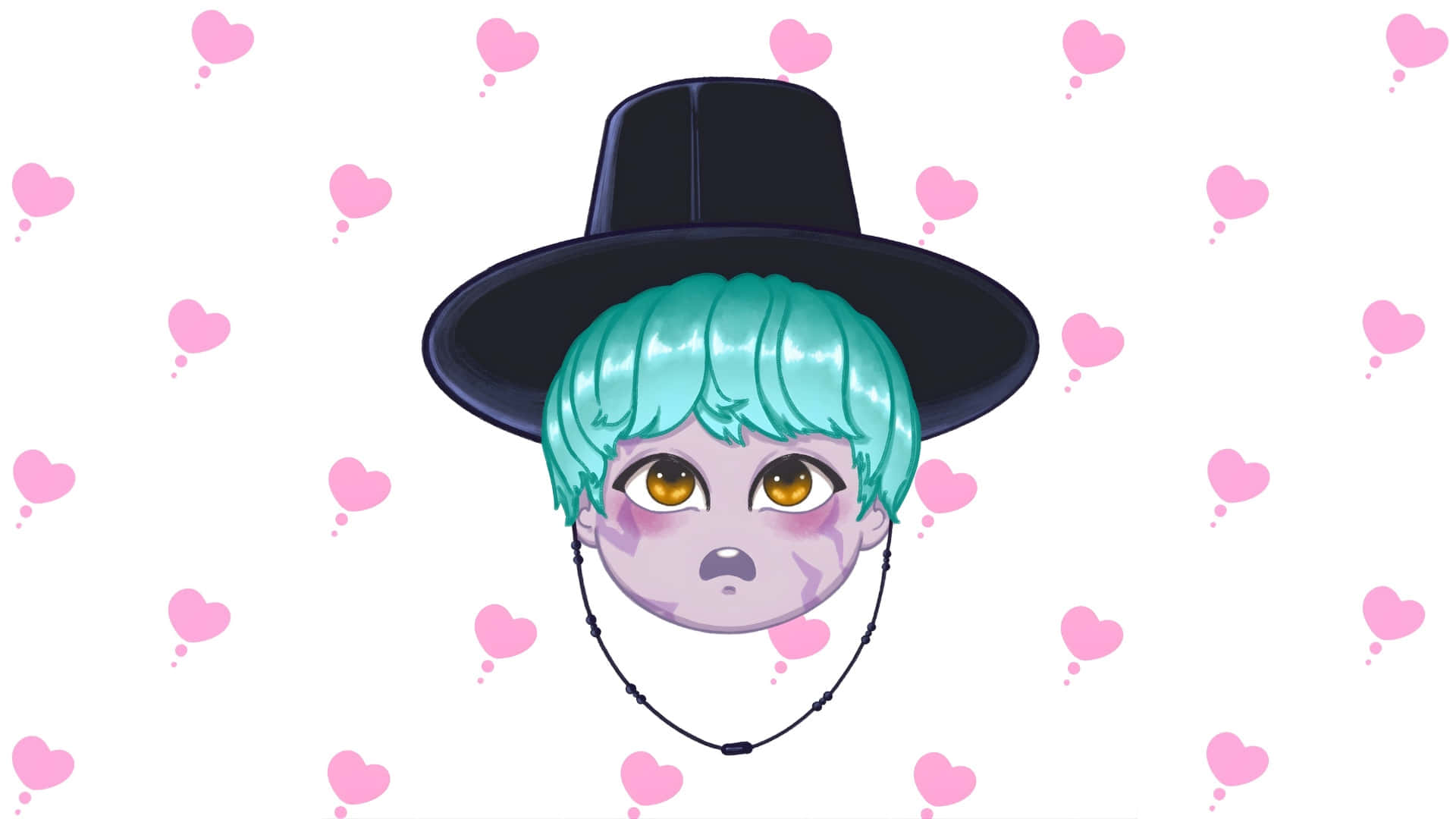 Baby Saja, turquoise hair, black top hat, Full HD Desktop Wallpaper