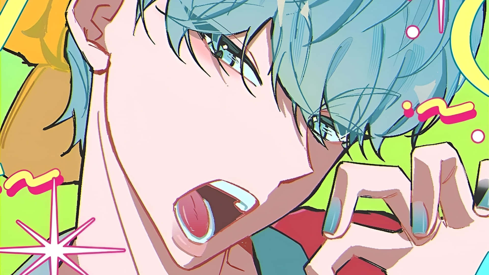 Baby Saja, anime-style, blue-haired, Full HD Desktop Wallpaper