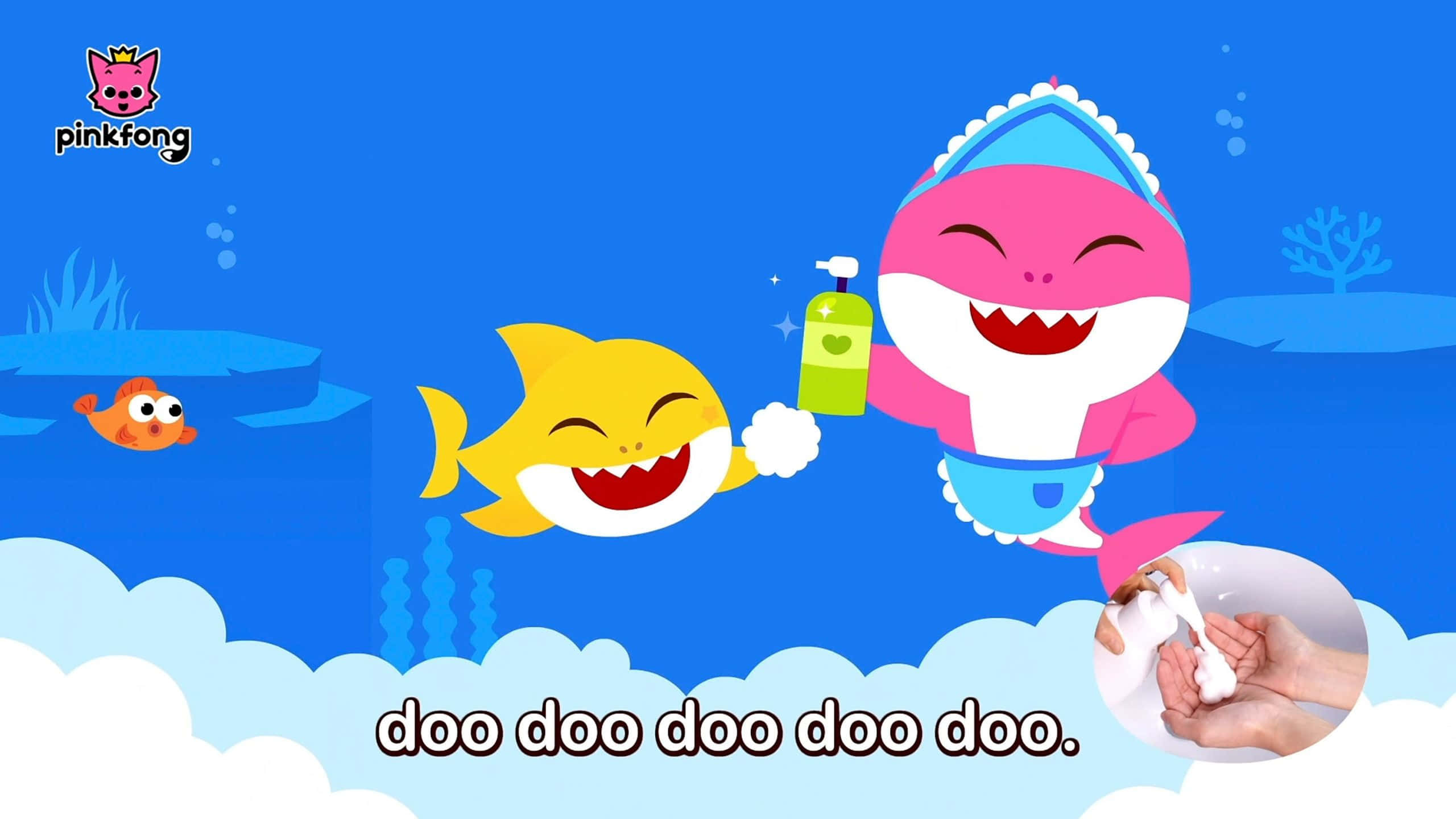 Baby Shark, pink, yellow, 2K Desktop Wallpaper