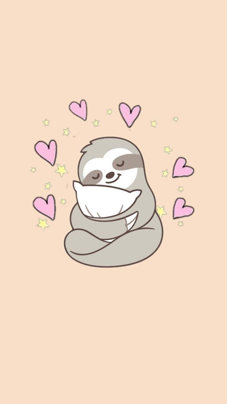 Baby Sloth, pink hearts, yellow stars, HD Phone Wallpaper
