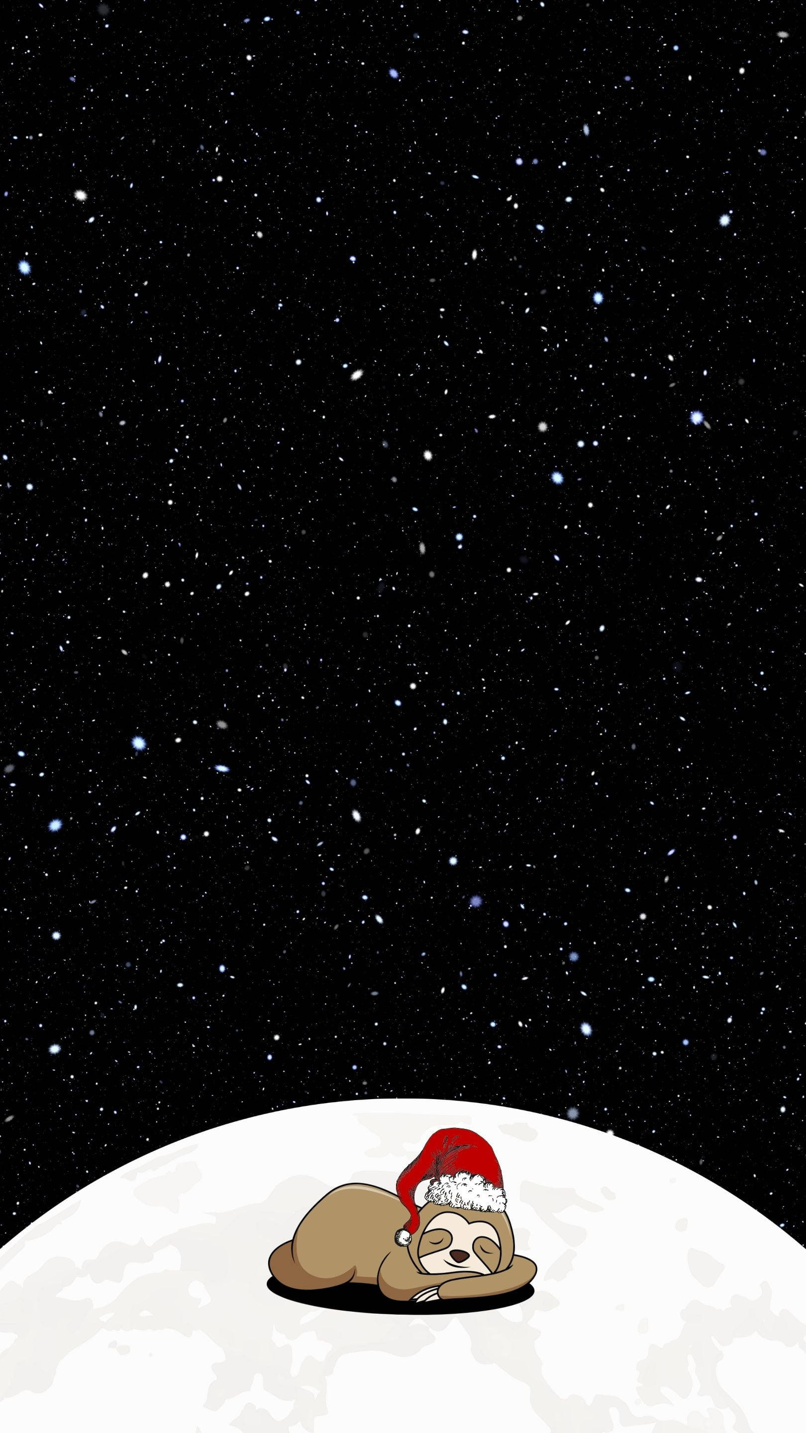 Baby Sloth, moon, starry night sky, 2K Phone Wallpaper
