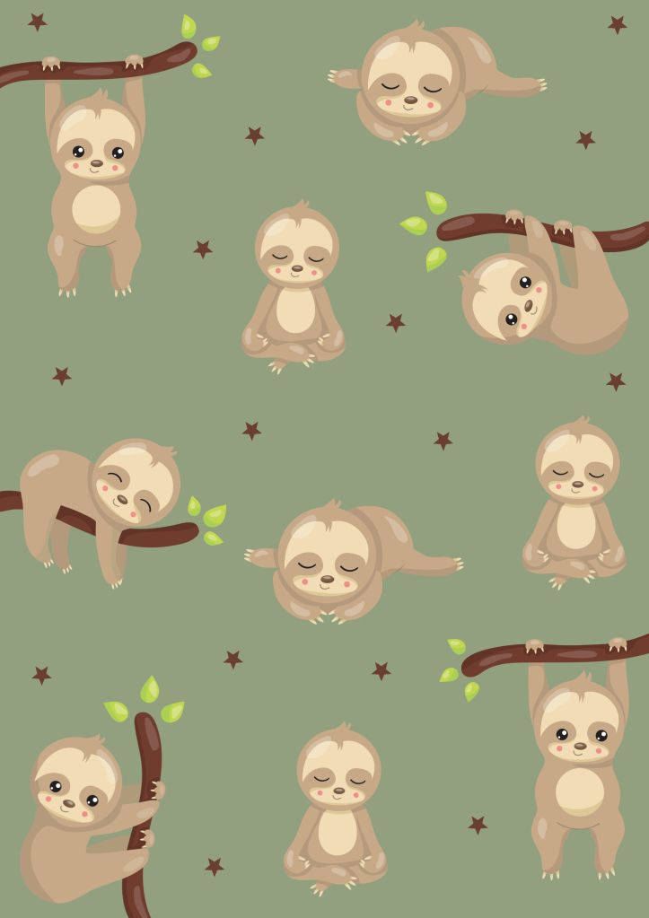 Baby Sloth, cartoon sloths, sleepy poses, SD Phone Wallpaper