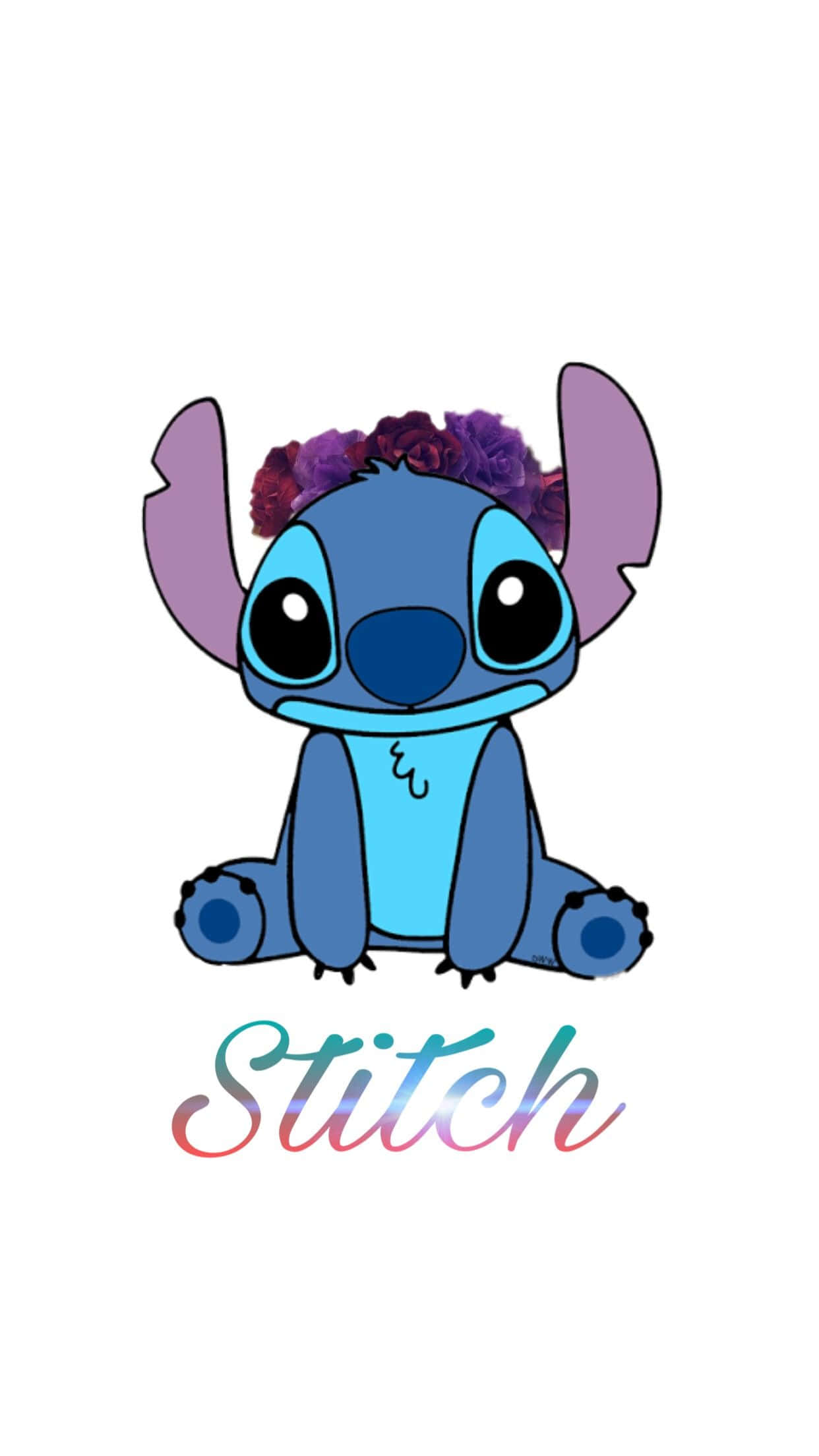 Baby Stitch, blue, purple flower crown, Full HD Phone Wallpaper