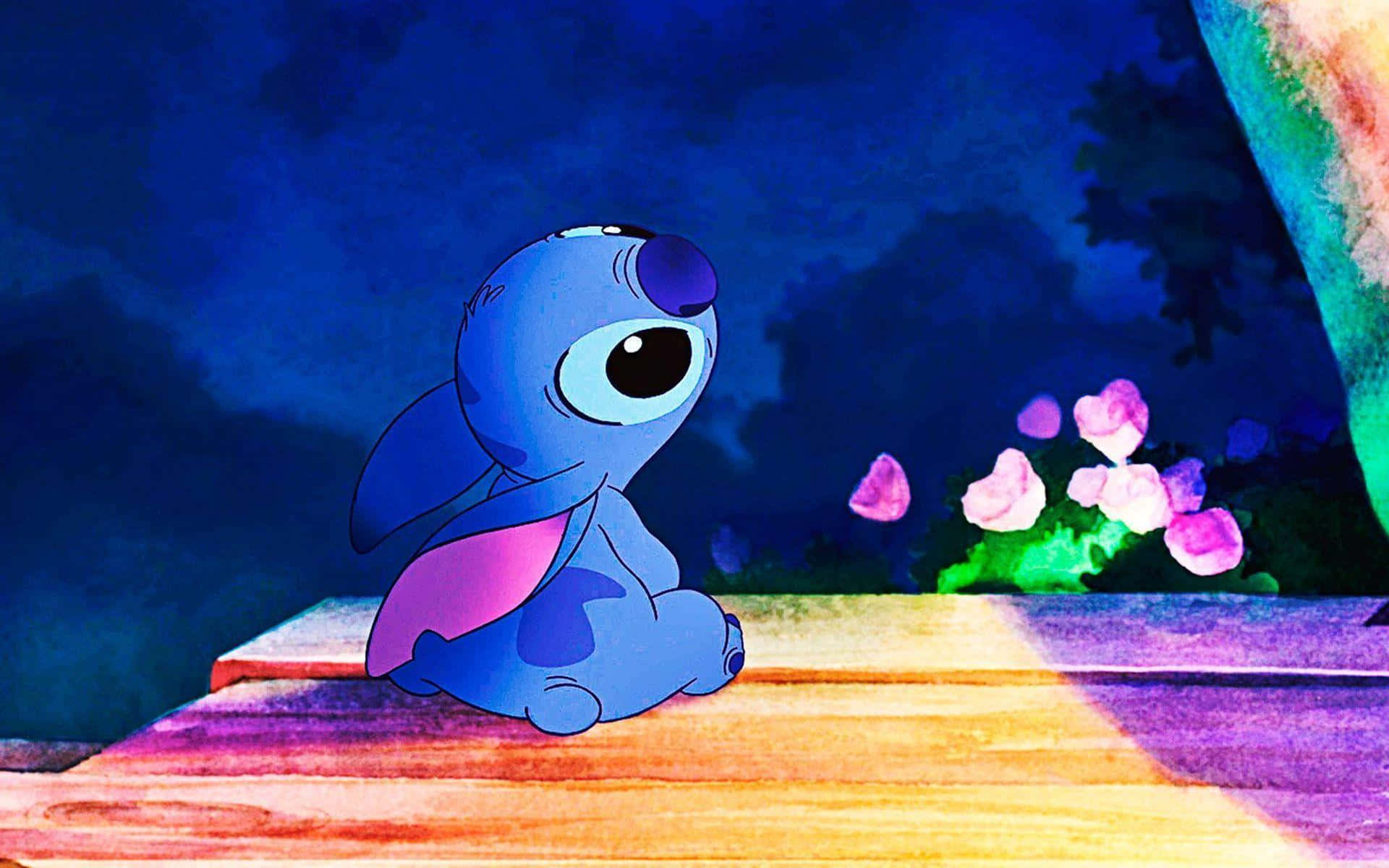 Baby Stitch, blue alien, big eyes, Full HD Desktop Wallpaper