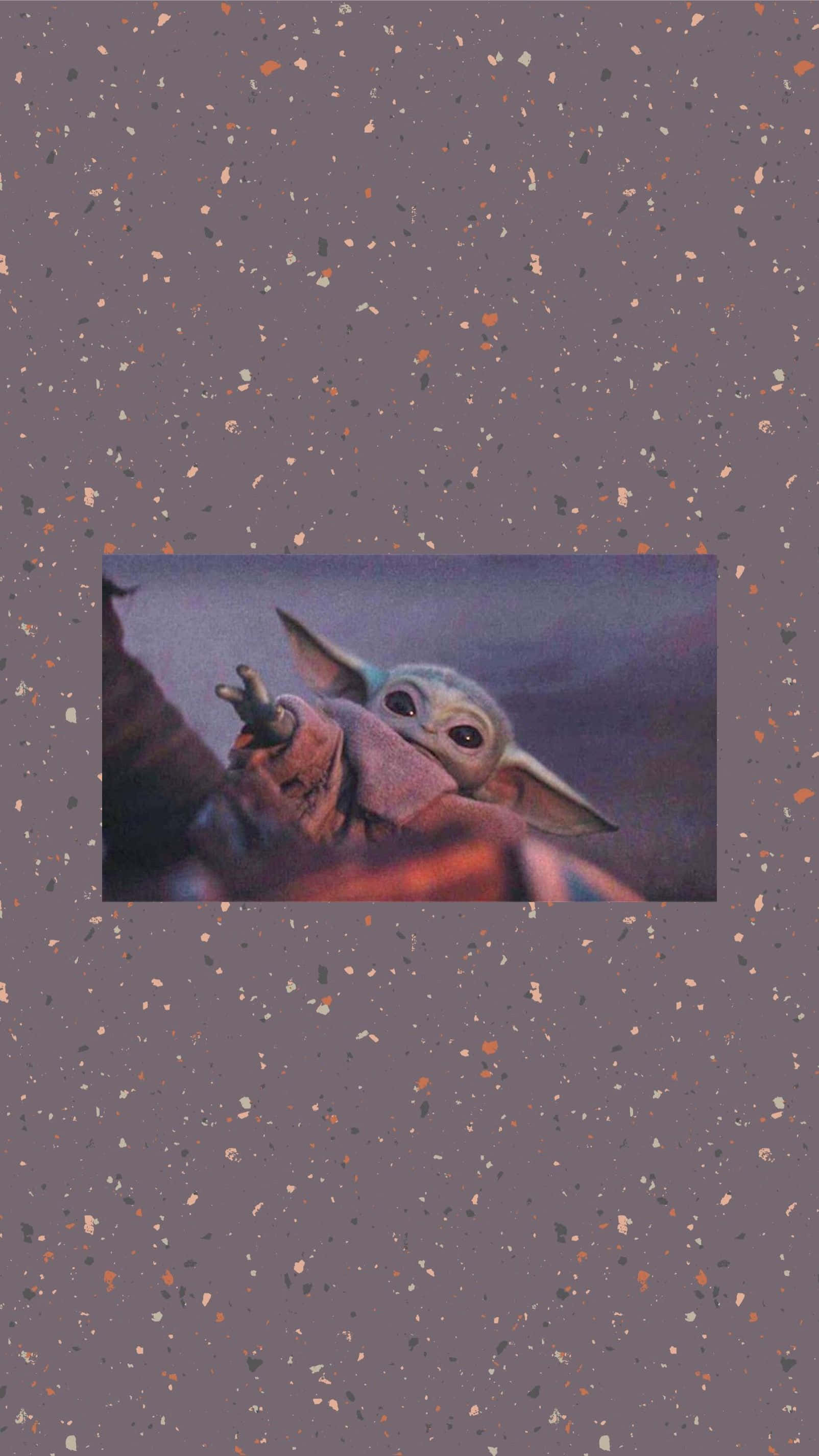 Baby Yoda, blanket, speckled purple background, 2K Phone Wallpaper