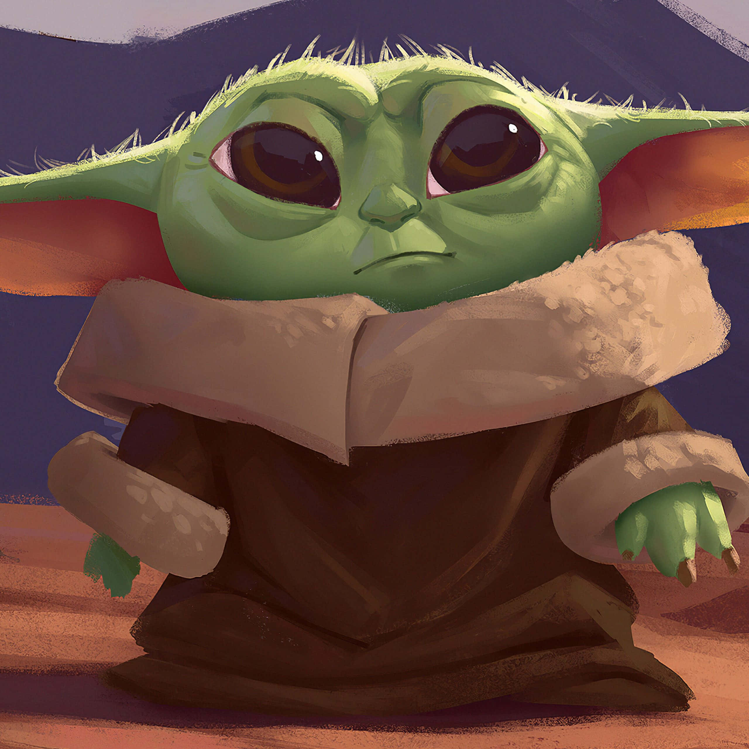 Baby Yoda, green, brown robe, 2K Desktop Wallpaper