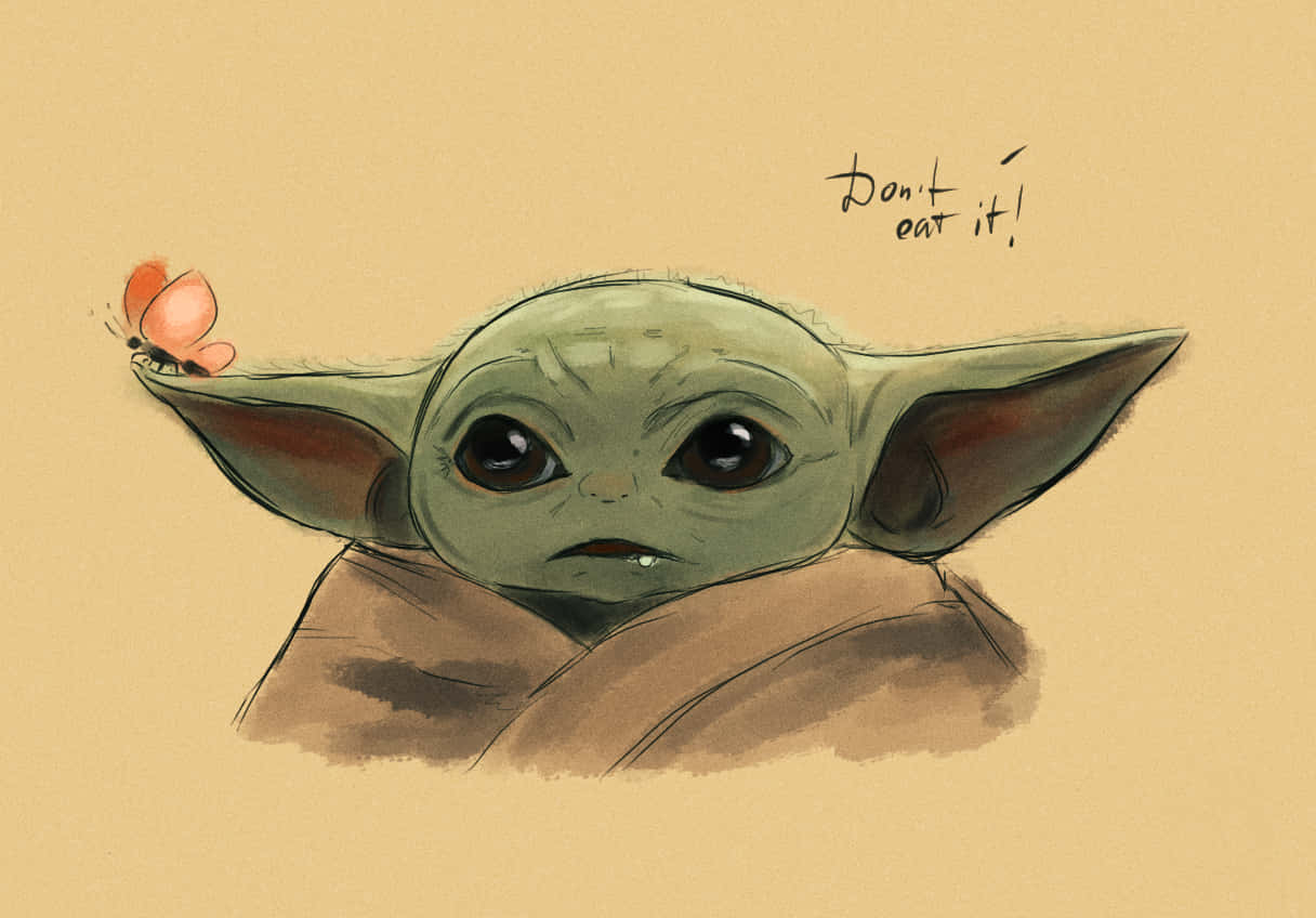 Baby Yoda, green-skinned, big eyes, SD Desktop Wallpaper