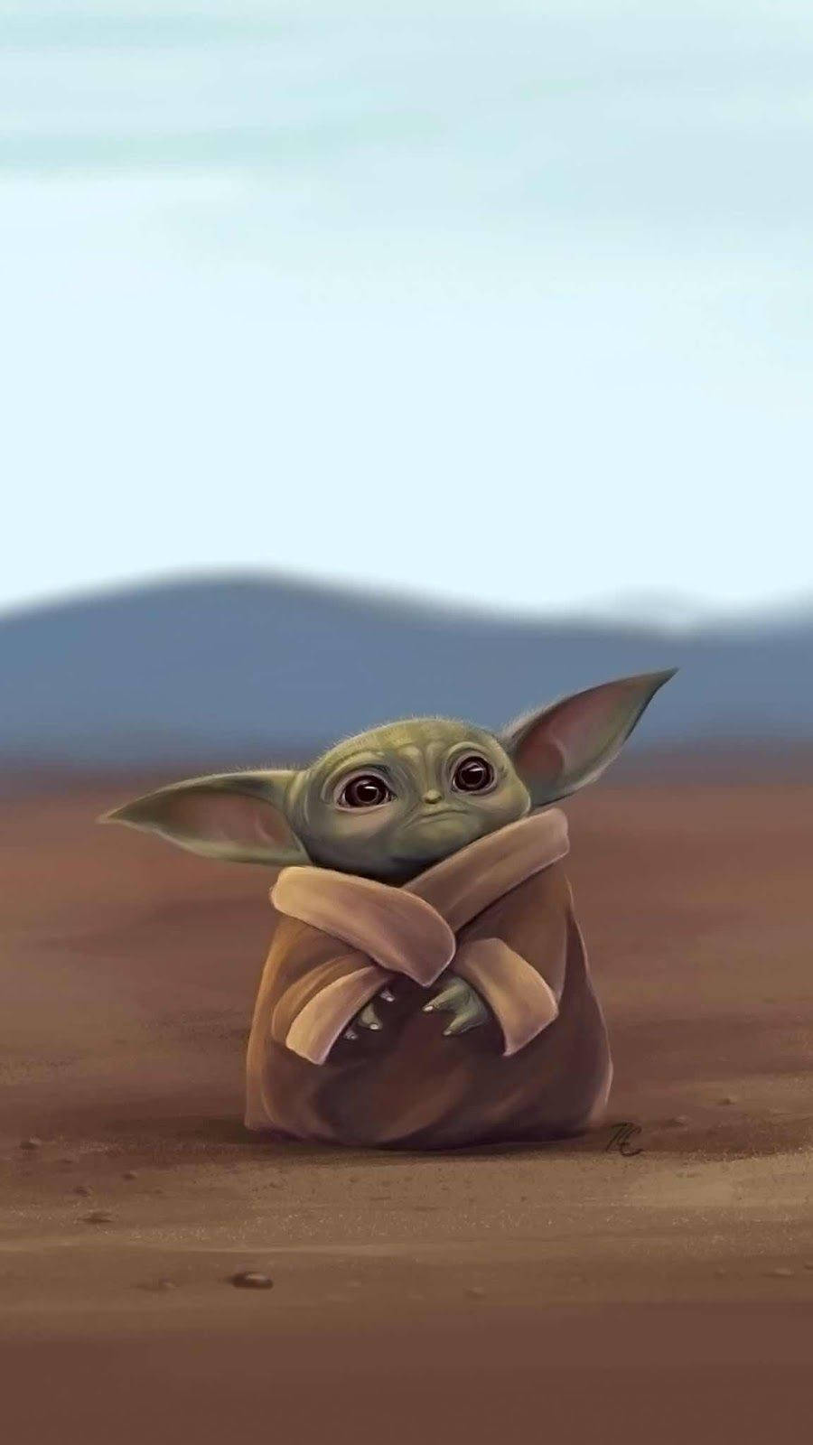 Baby Yoda, green, brown robe, HD Phone Wallpaper