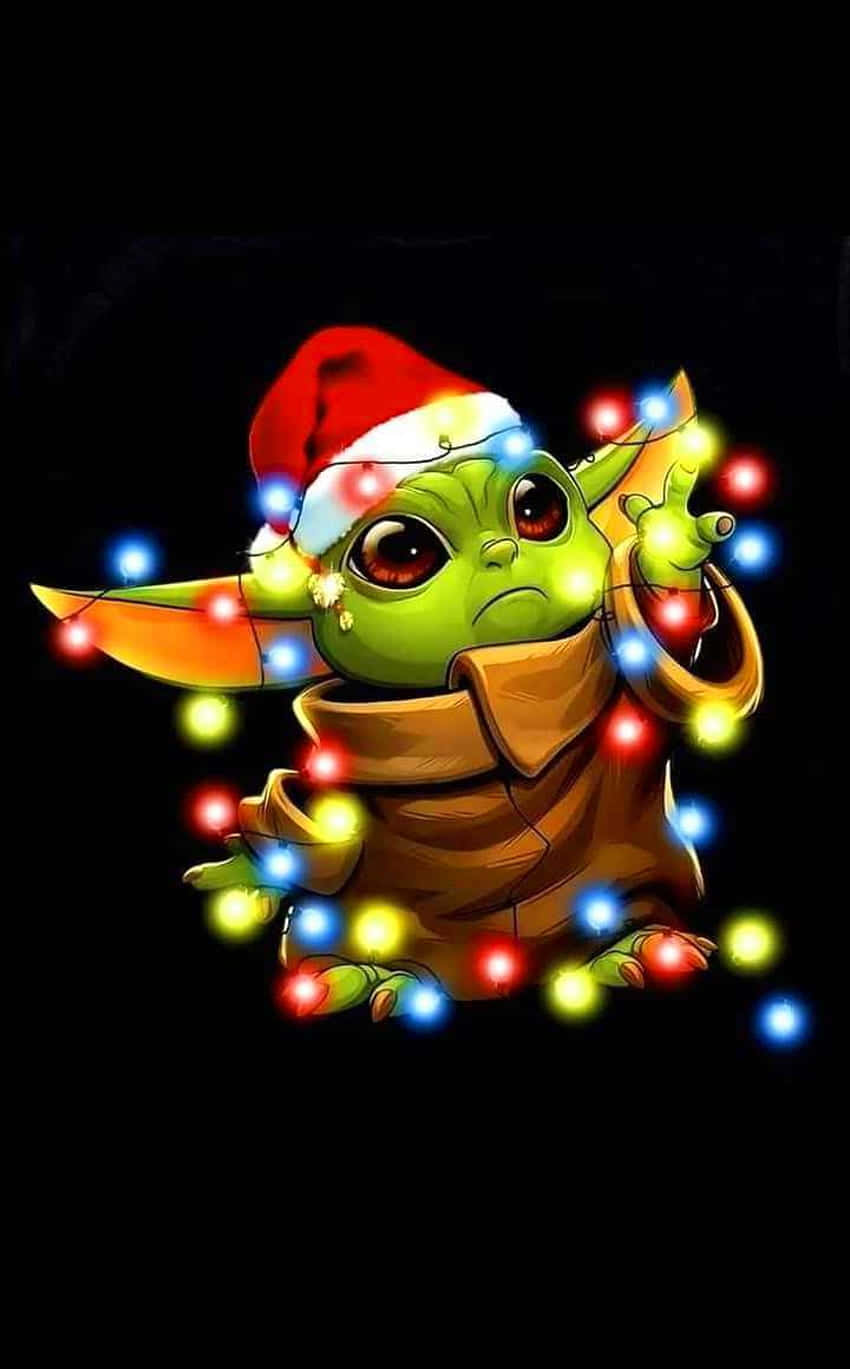 Baby Yoda, red santa hat, brown robe, HD Phone Wallpaper