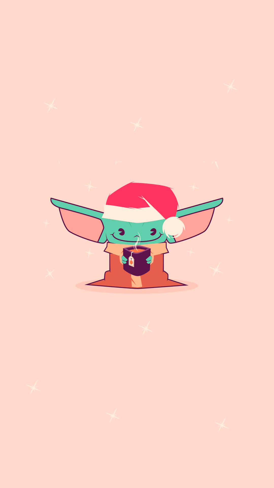 Baby Yoda, red santa hat, pink background, Full HD Phone Wallpaper