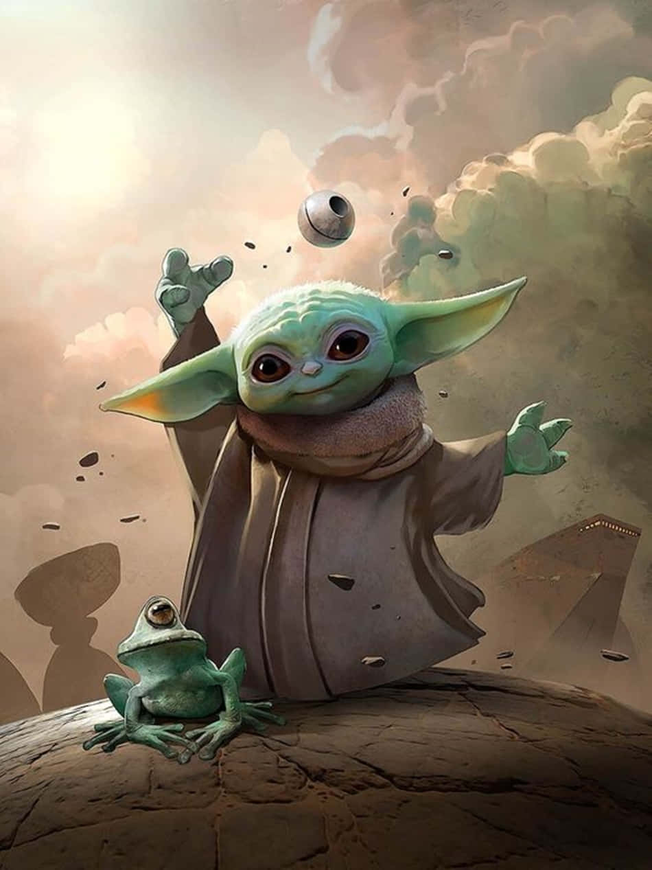 Baby Yoda, green-skinned, spherical droid, SD Phone Wallpaper