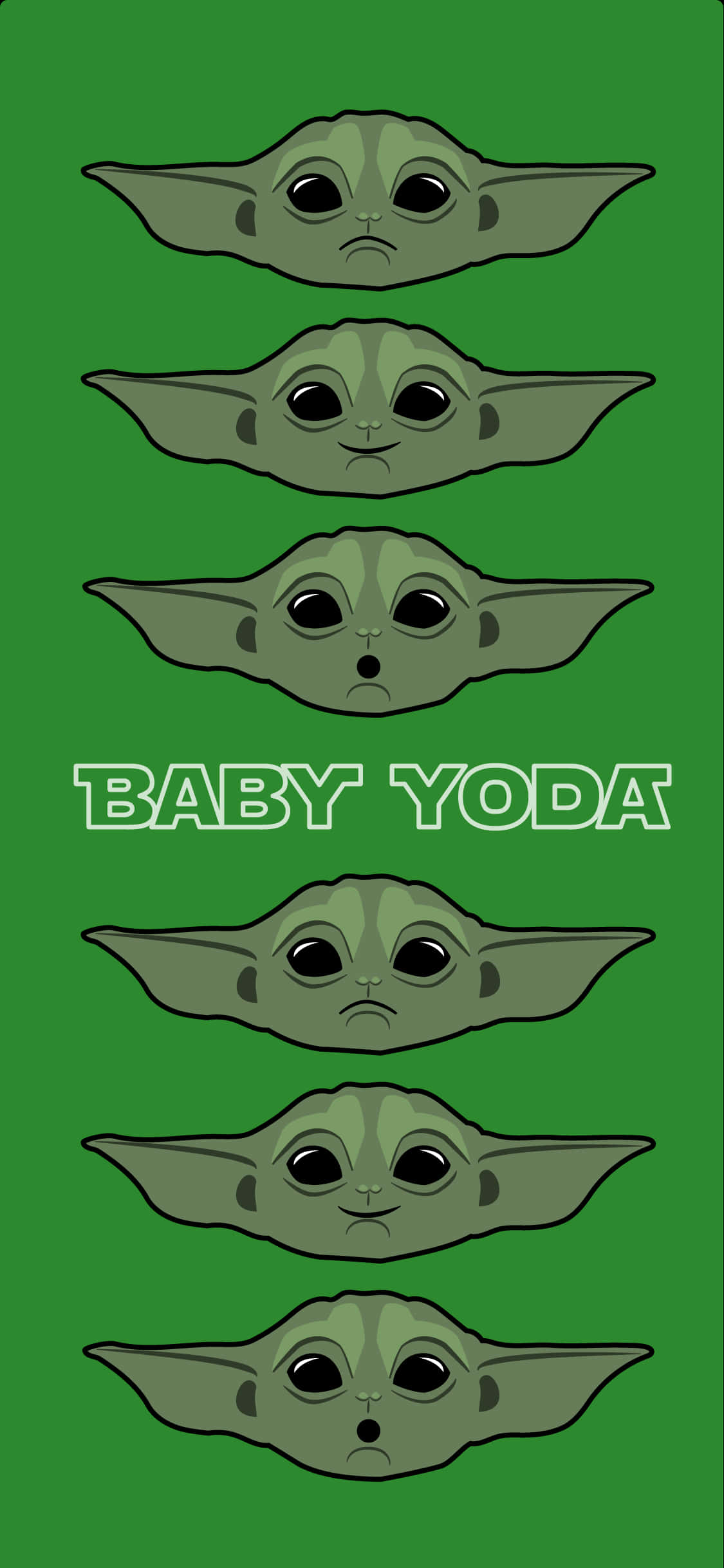 Baby Yoda, cartoonish, green background, Full HD Phone Wallpaper