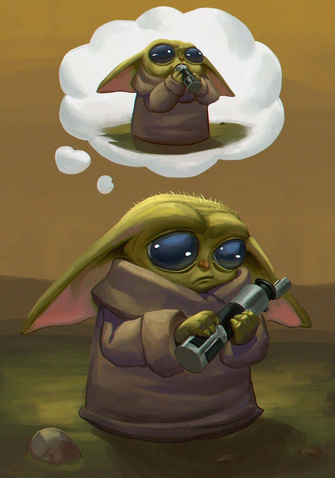 Baby Yoda, green-tinted alien, brown robe, HD Phone Wallpaper