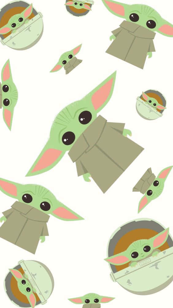 Baby Yoda, cartoon, repeating pattern, SD Phone Wallpaper