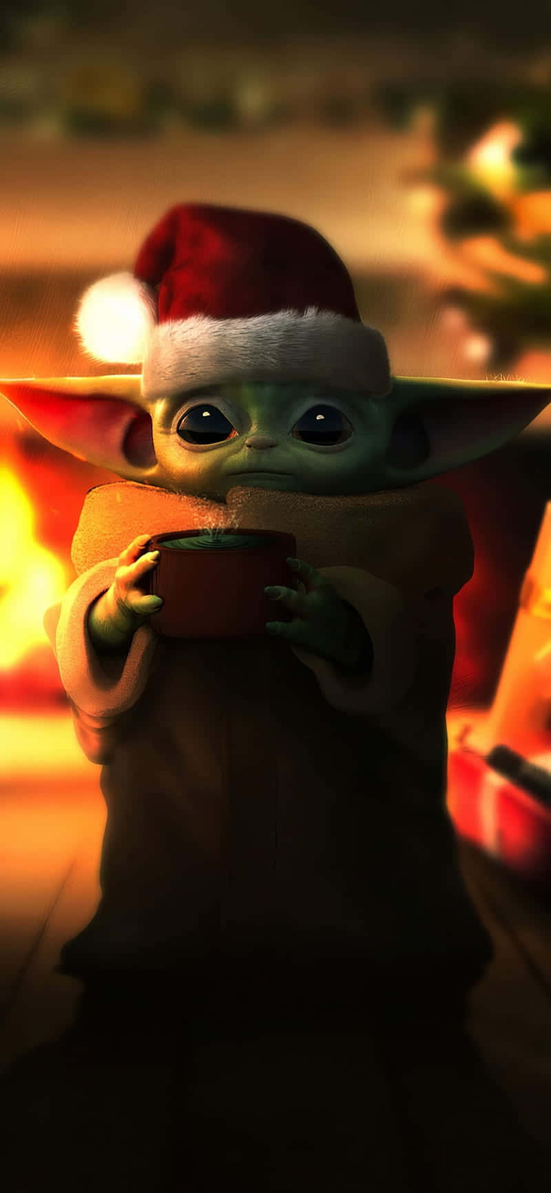 Baby Yoda, Santa hat, mug, HD Phone Wallpaper