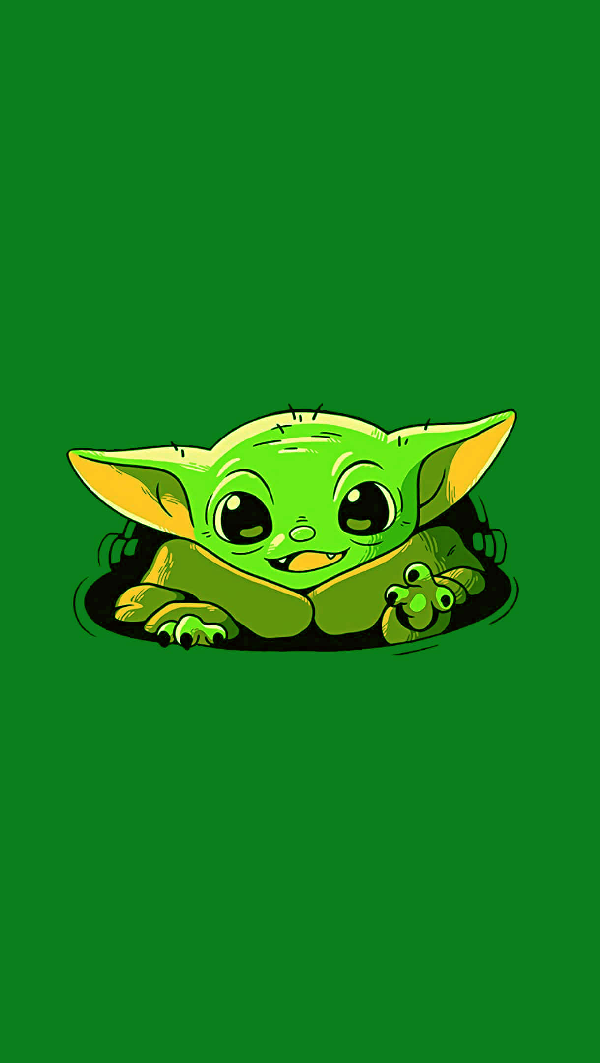 Baby Yoda, green background, big eyes, Full HD Phone Wallpaper