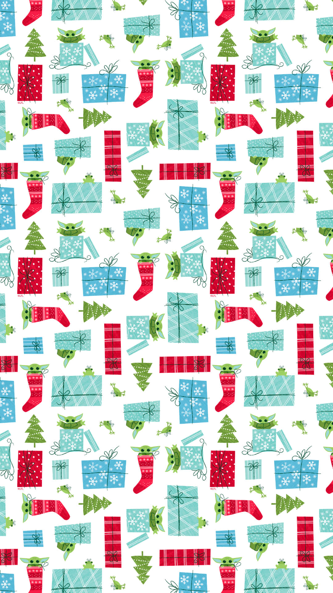 Baby Yoda, Christmas, red and blue gift boxes, Full HD Phone Wallpaper