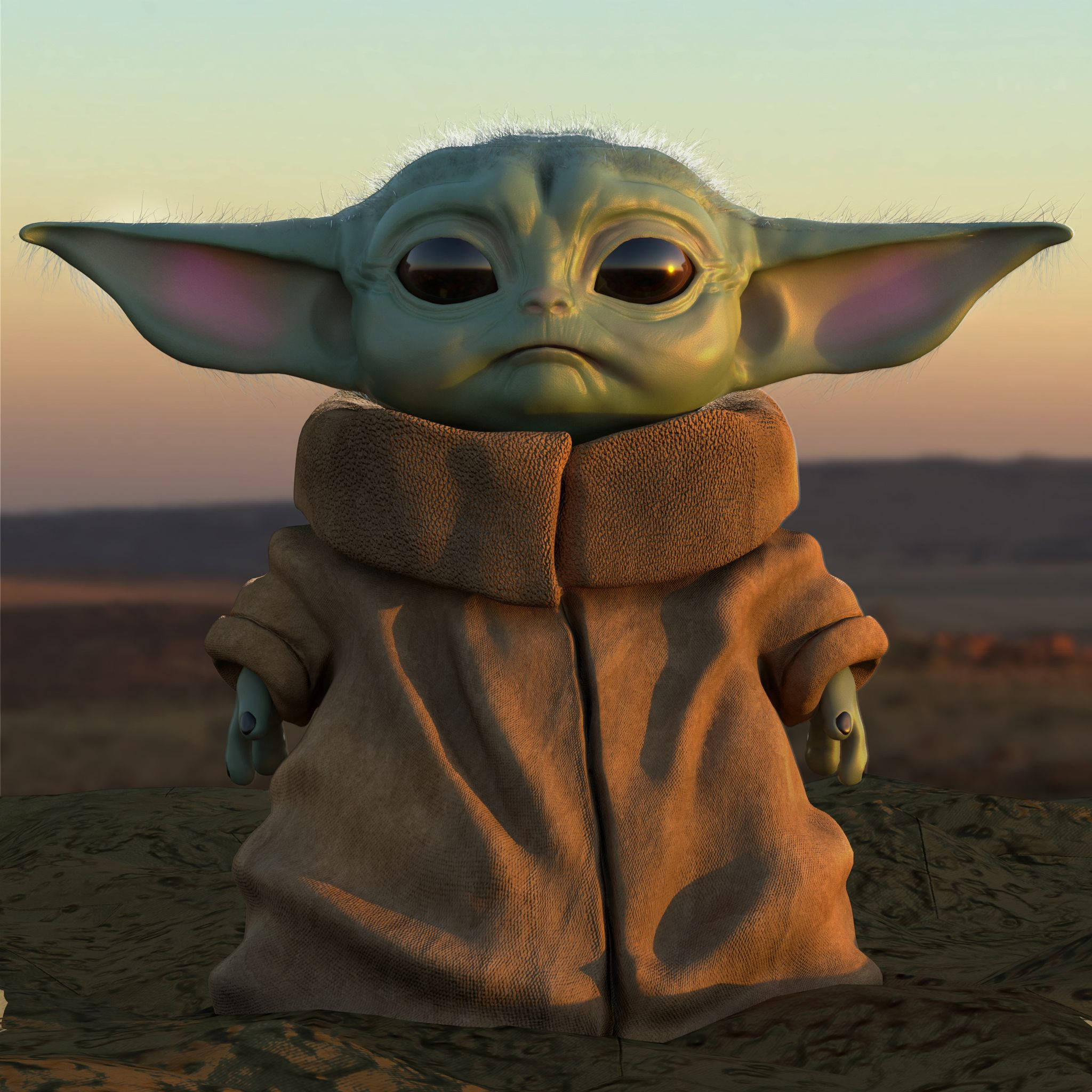 Baby Yoda, green alien, large ears, Full HD Desktop Wallpaper