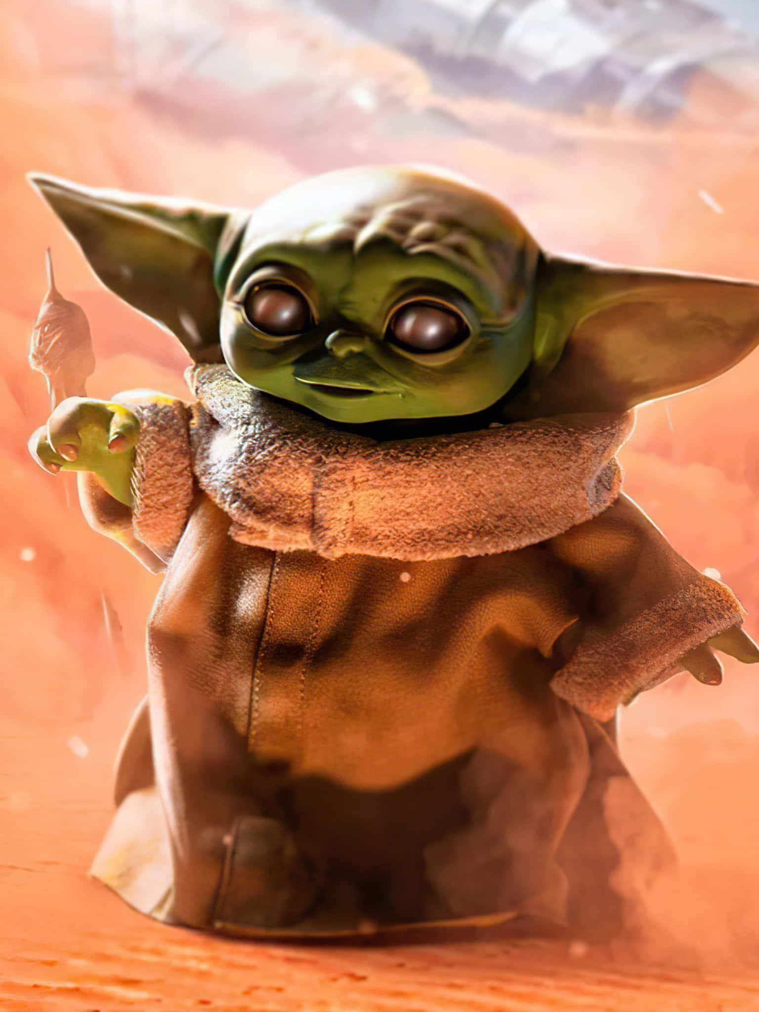 Baby Yoda, green-skinned, desert, Full HD Phone Wallpaper