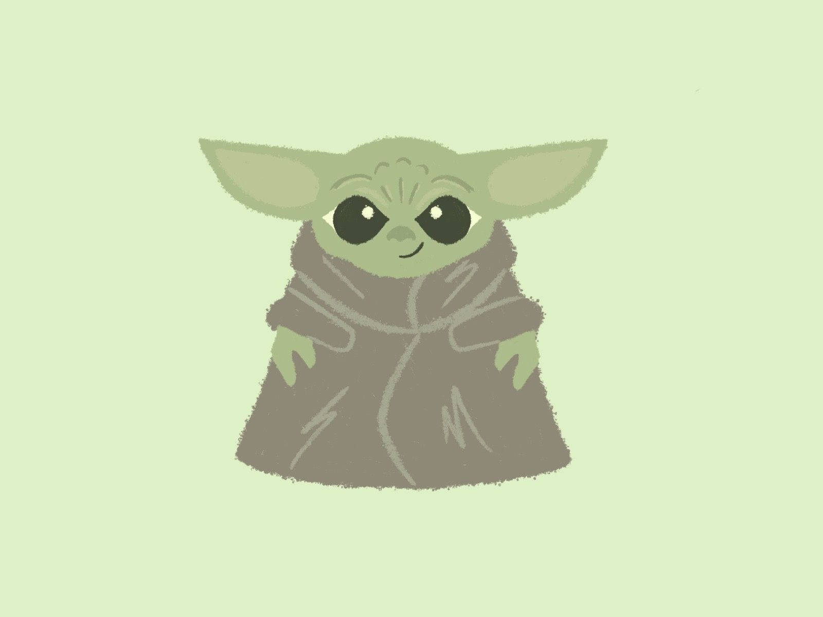 Baby Yoda, green, brown robe, HD Desktop Wallpaper