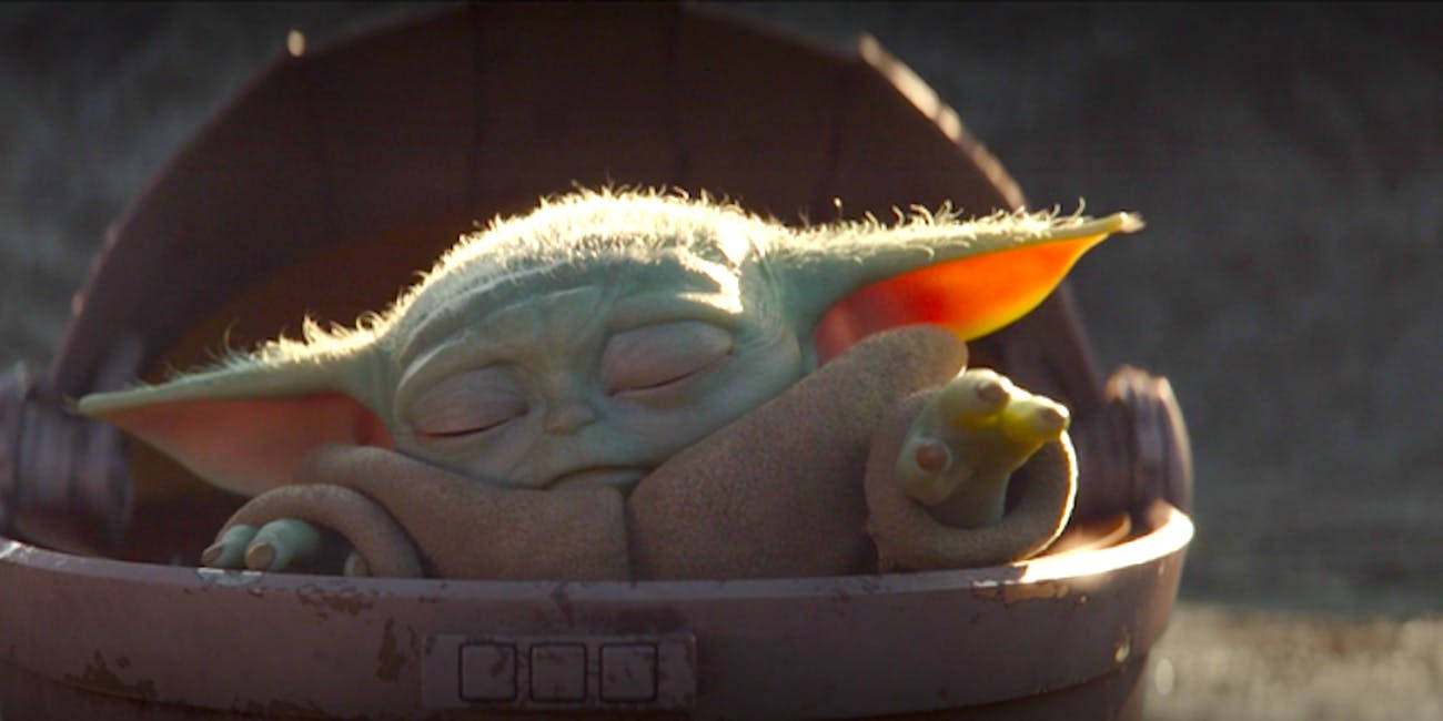 Baby Yoda, metal basket, soft sunlight, HD Desktop Wallpaper