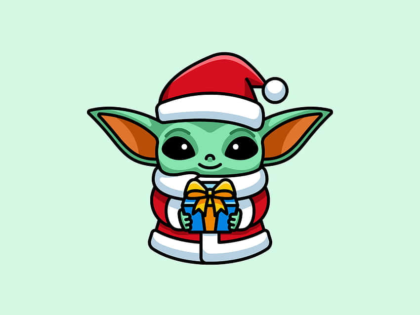 Baby Yoda, red santa hat, suit, SD Desktop Wallpaper