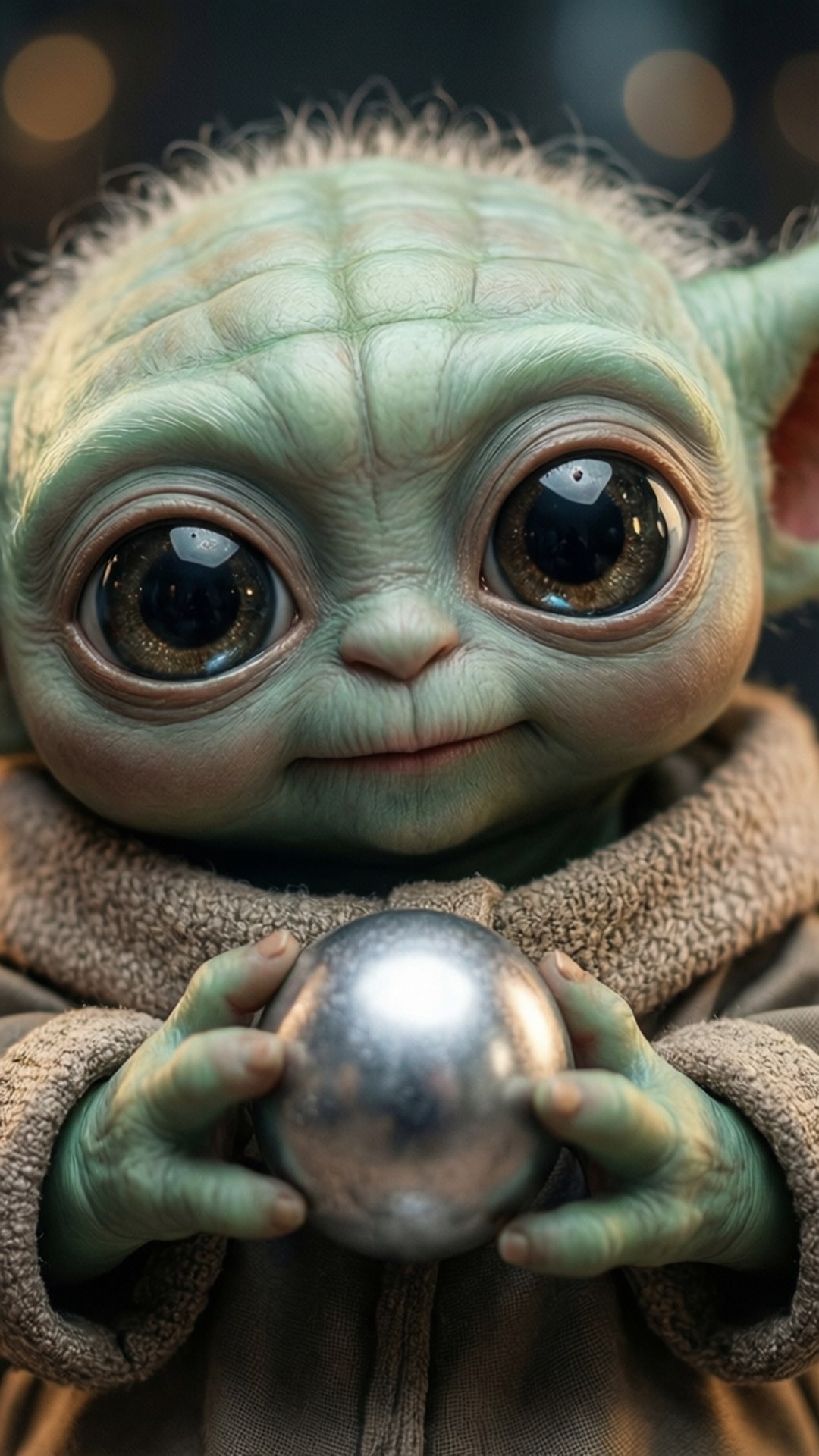 Baby Yoda, green-skinned, huge eyes, Full HD Phone Wallpaper