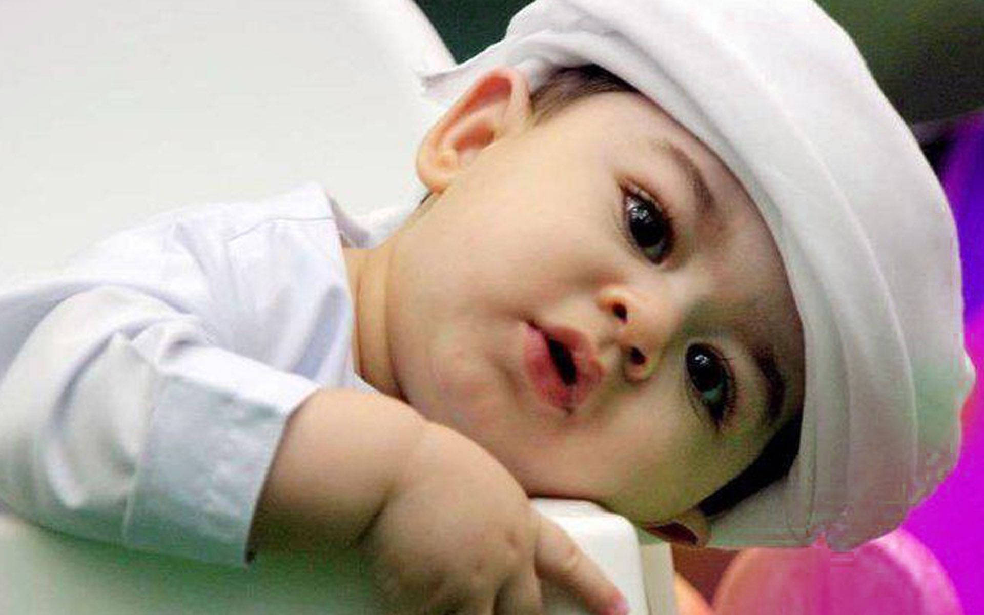 Arab baby, white turban, white shirt, Full HD Desktop Wallpaper