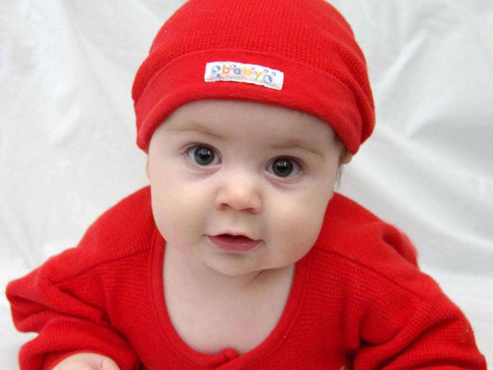 baby, red knit hat, red outfit, HD Desktop Wallpaper