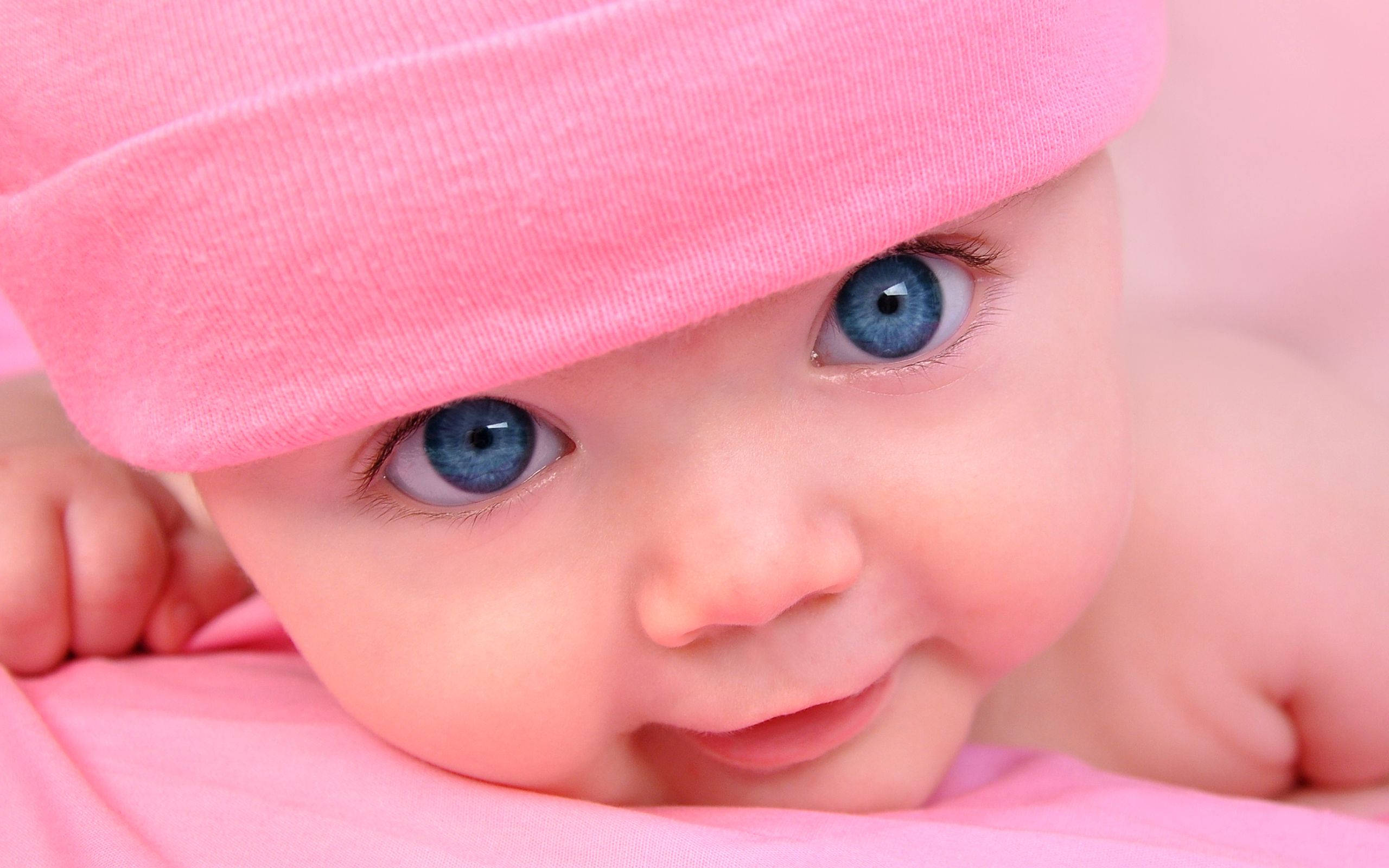 baby, pink knit hat, blanket, 2K Desktop Wallpaper