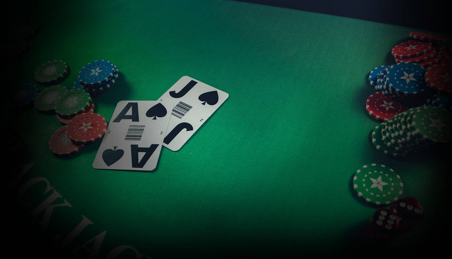 Two Spades Card, green baccarat table, colorful poker chips, Full HD Desktop Wallpaper