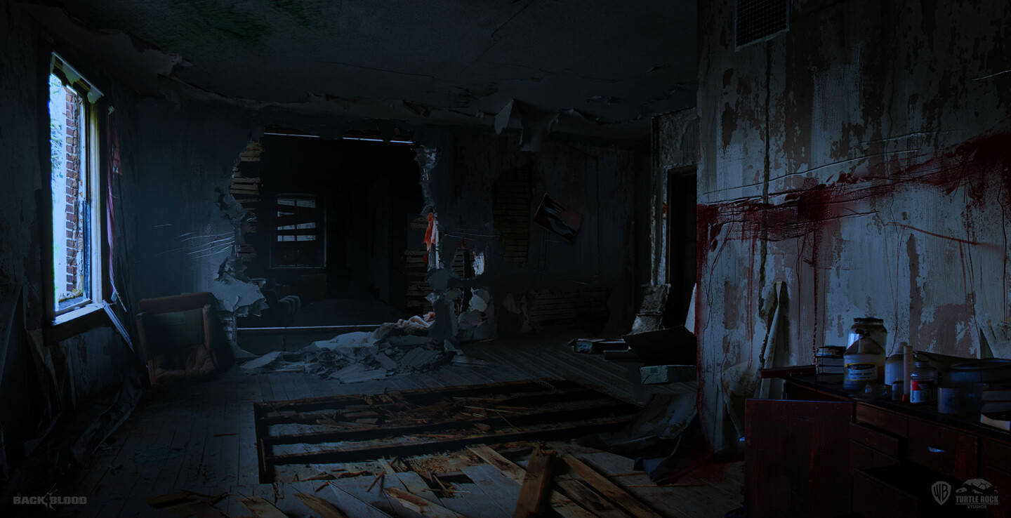 Back 4 Blood, abandoned building, peeling walls, HD Desktop Wallpaper