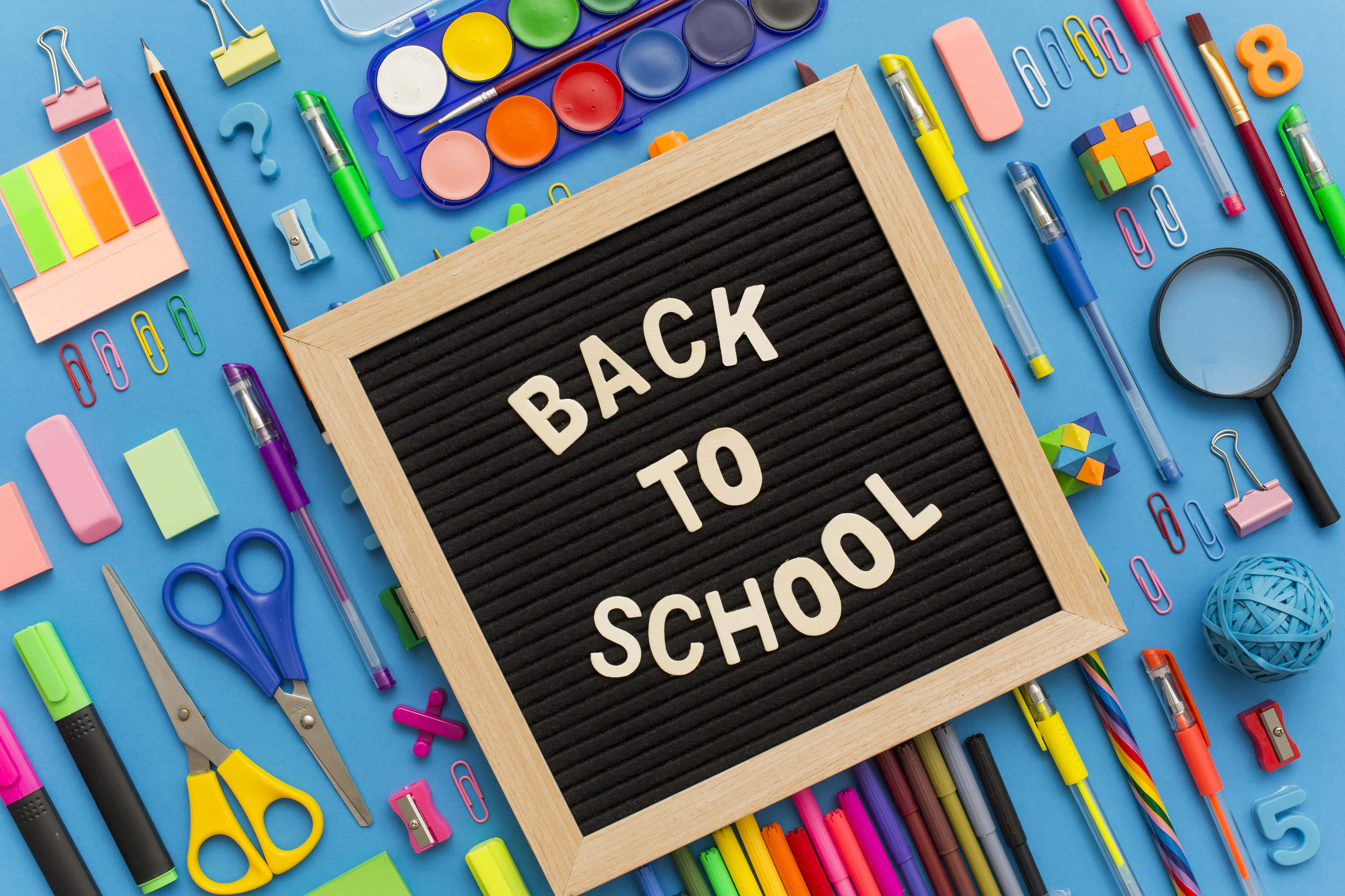 Back To School, chalkboard sign, wooden framed letter board, 5K Desktop Wallpaper