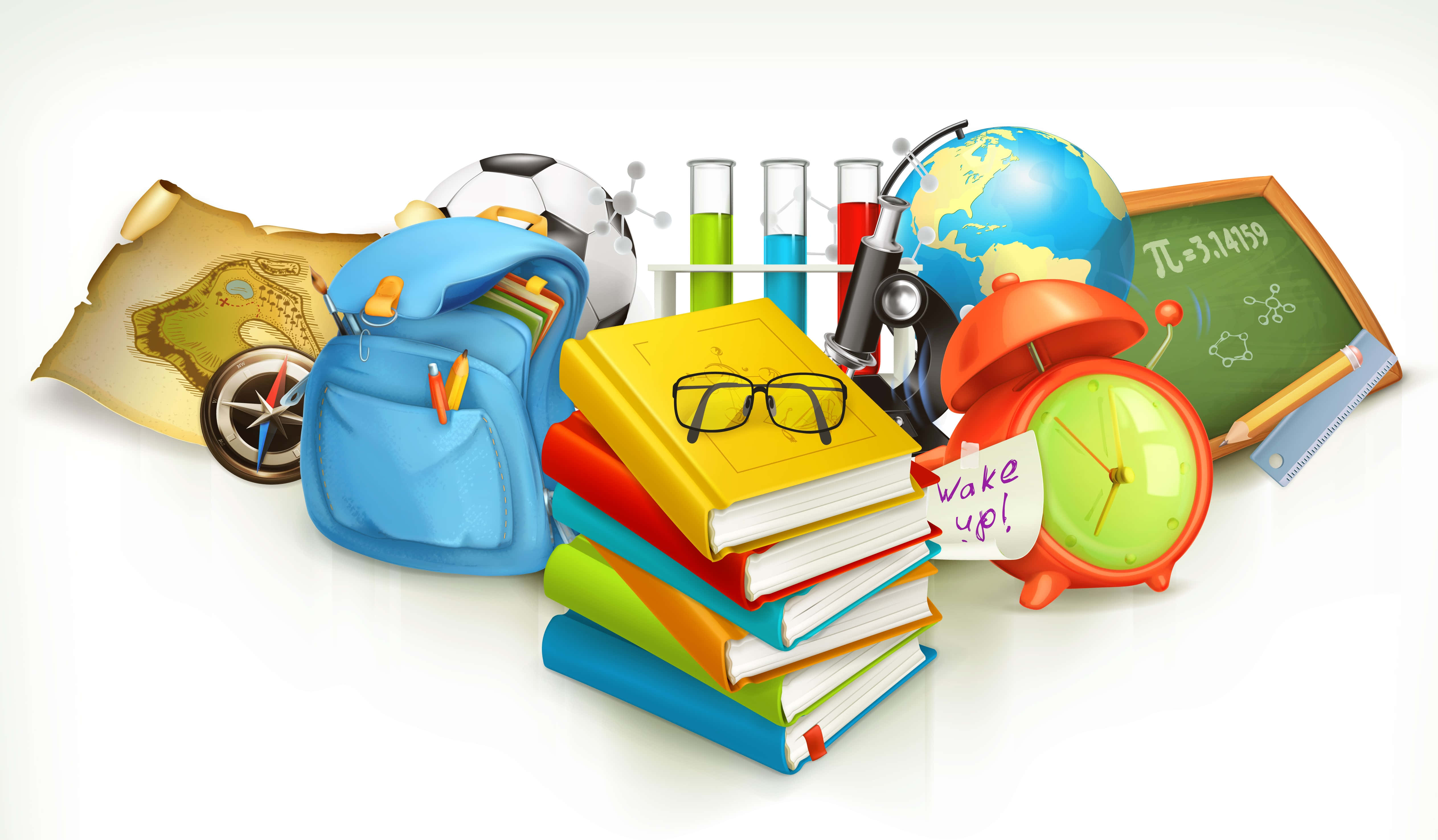 Back To School, 3d-rendered, school supplies, 4K Desktop Wallpaper