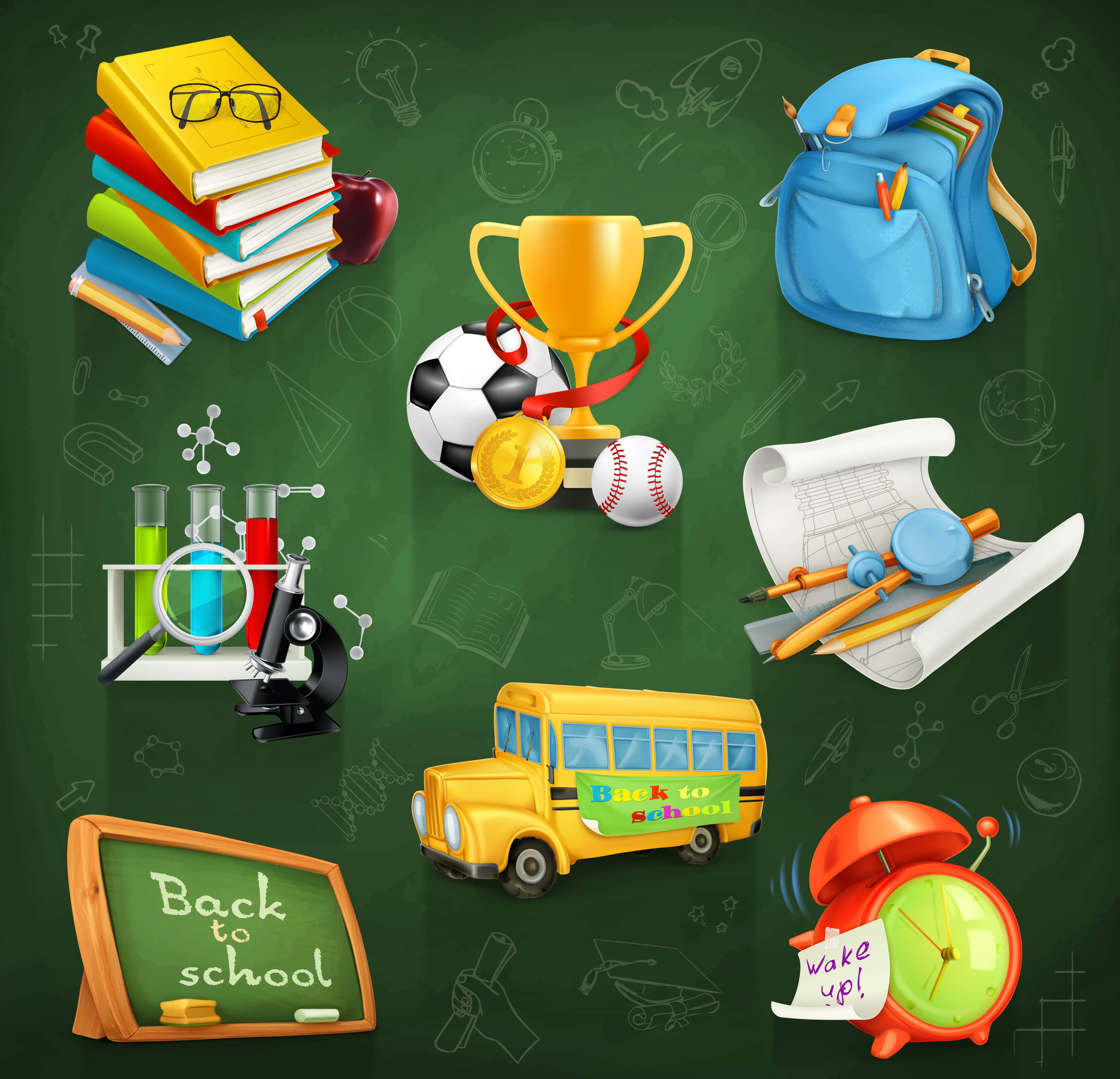 Back To School, chalkboard, backpacks, 4K Desktop Wallpaper