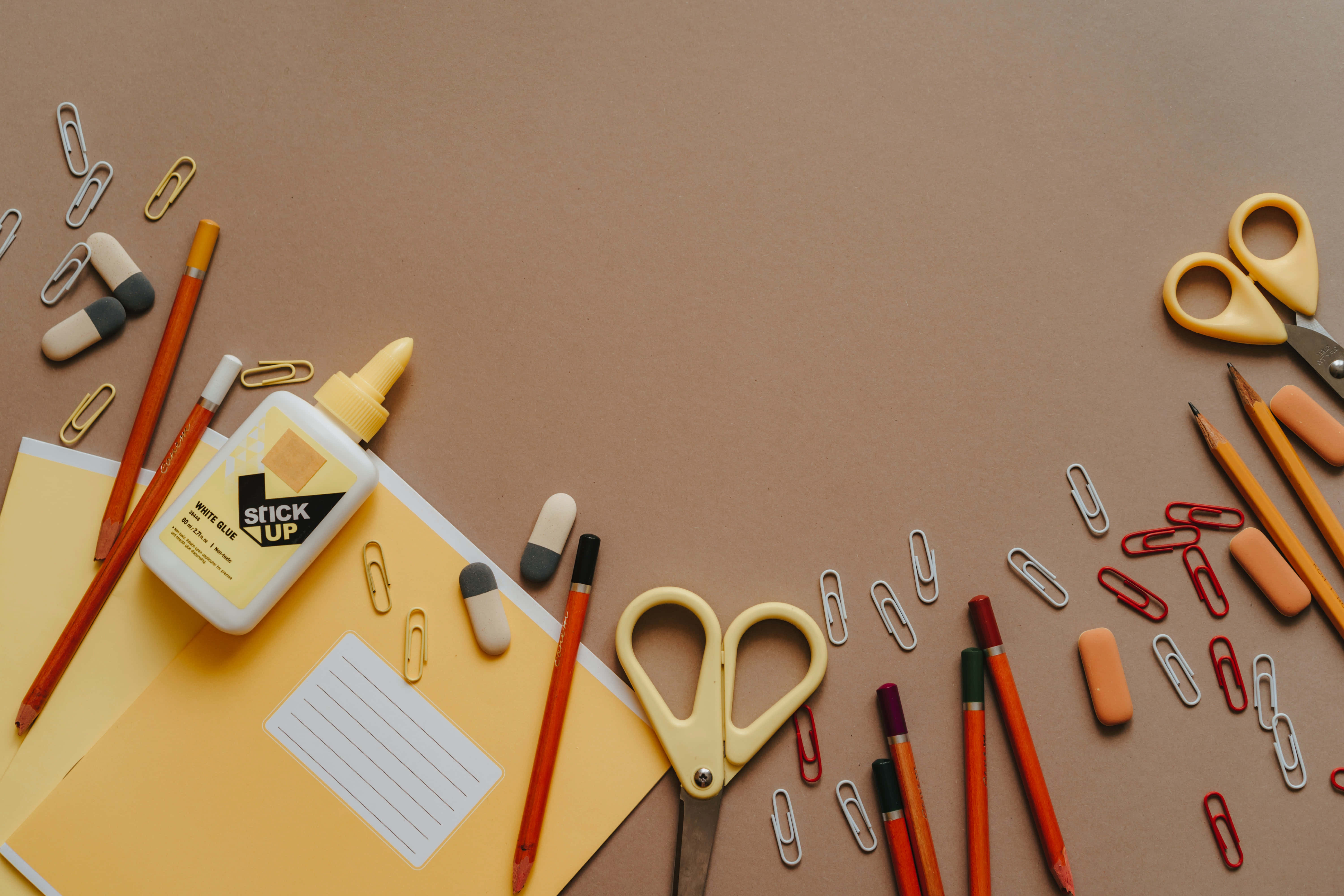 Back To School, school supplies, scissors, 5K Desktop Wallpaper
