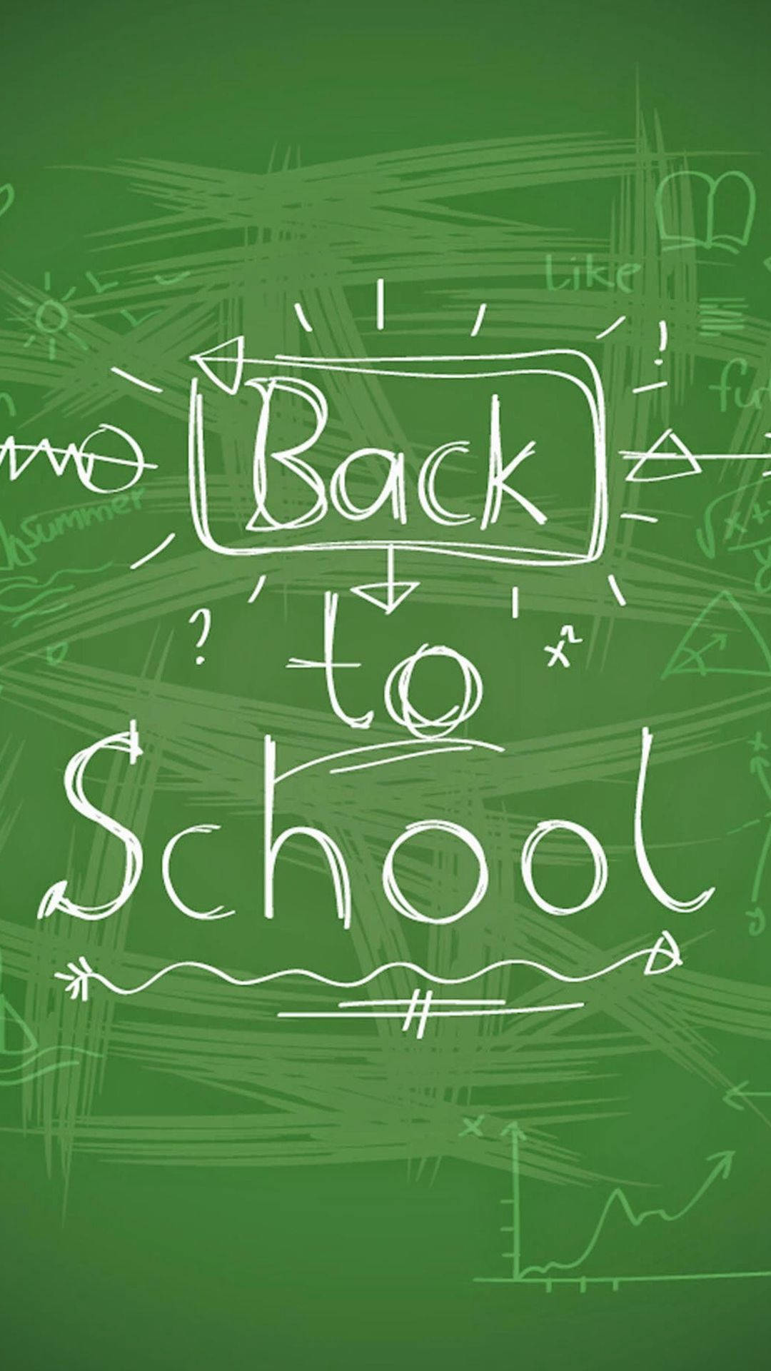 green chalkboard, white chalk scribbles, Back to School, Full HD Phone Wallpaper