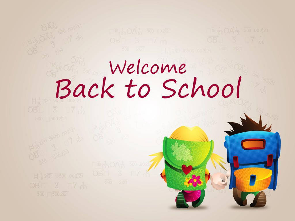 Welcome Back to School, cartoon children, backpacks, SD Desktop Wallpaper