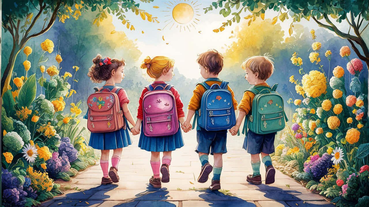 Back to School, clipart background, children, HD Desktop Wallpaper