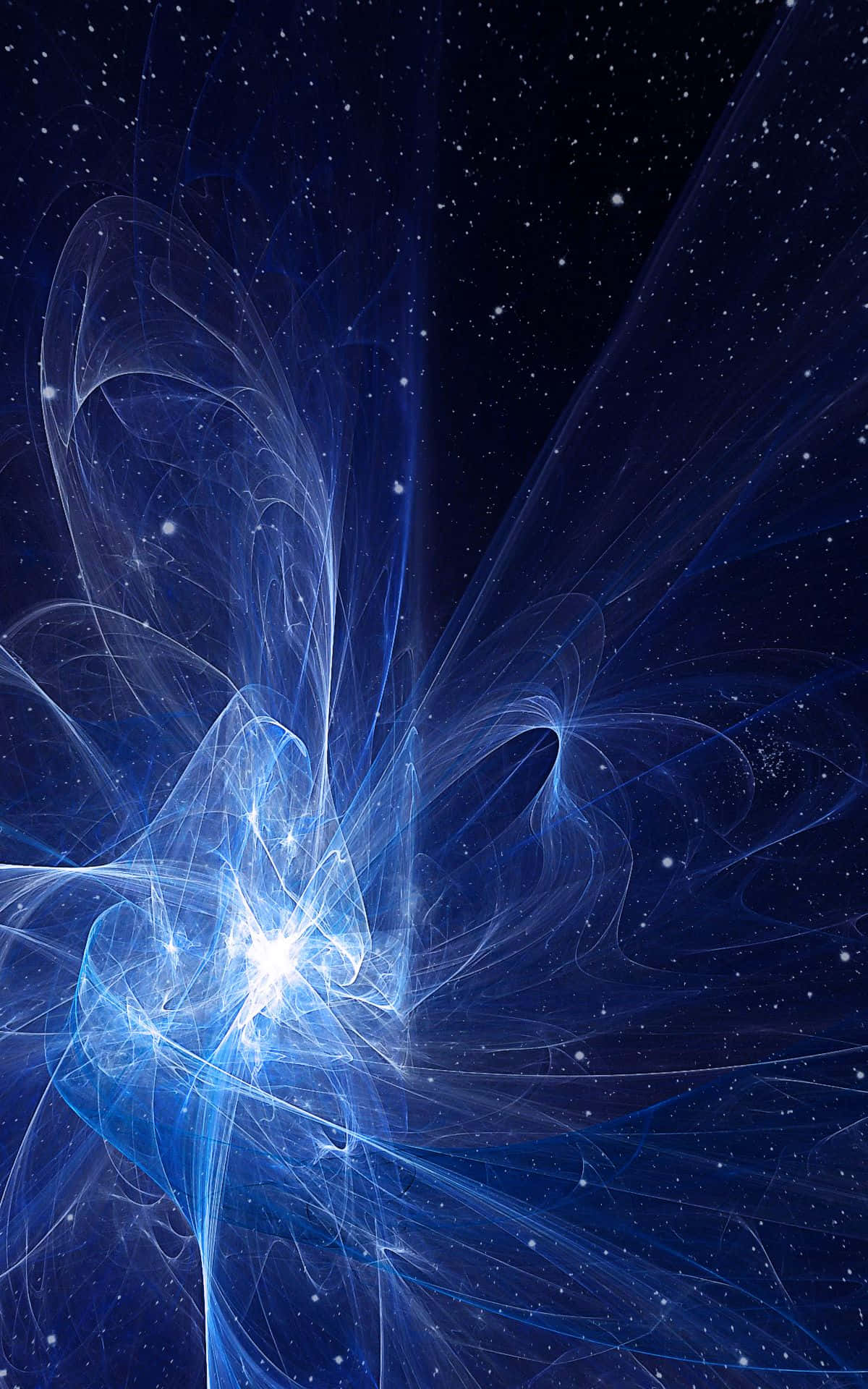 Galaxy Nebula Rays Portrait, radiant blue cosmic nebula, glowing filaments, Full HD Phone Wallpaper