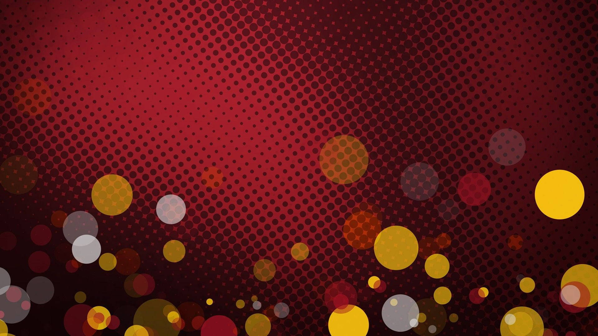vibrant red gradient, glowing circles, halftone dot pattern, Full HD Desktop Wallpaper