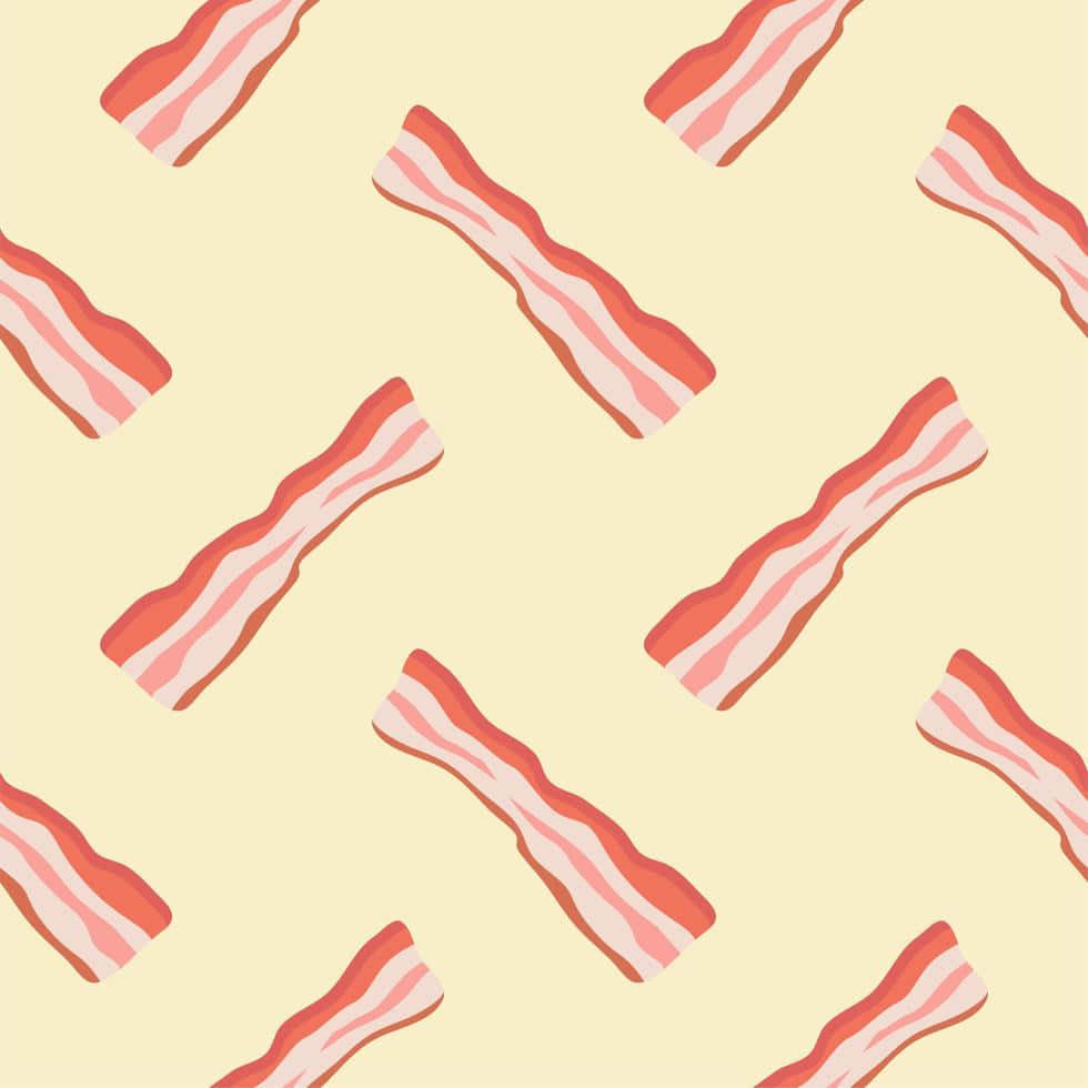 bacon pattern, cartoon bacon strips, red, SD Desktop Wallpaper