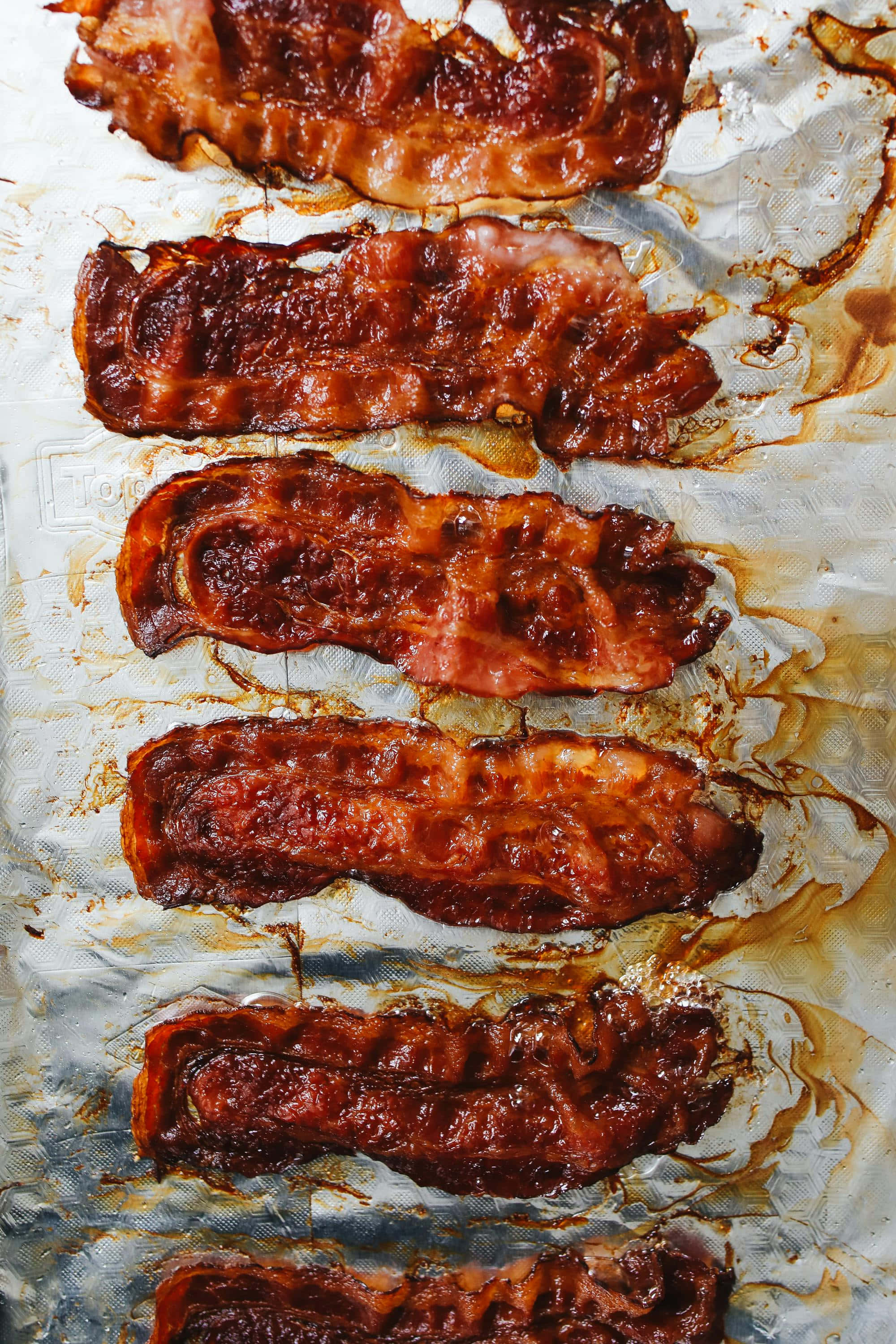 crispy baked bacon strips, glazed bacon strips, caramelized juices, 2K Phone Wallpaper