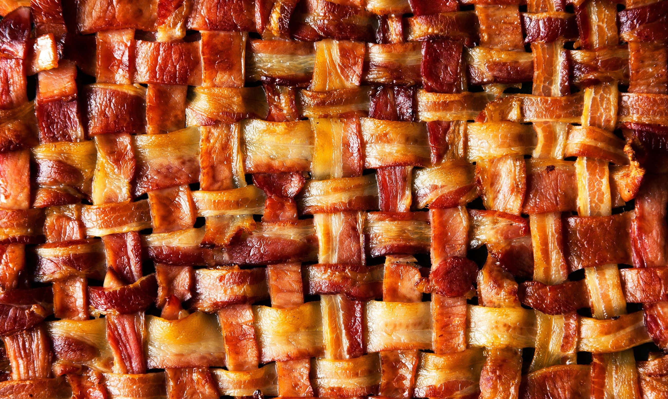 woven bacon texture, basketweave pattern, caramelized fat, 2K Desktop Wallpaper