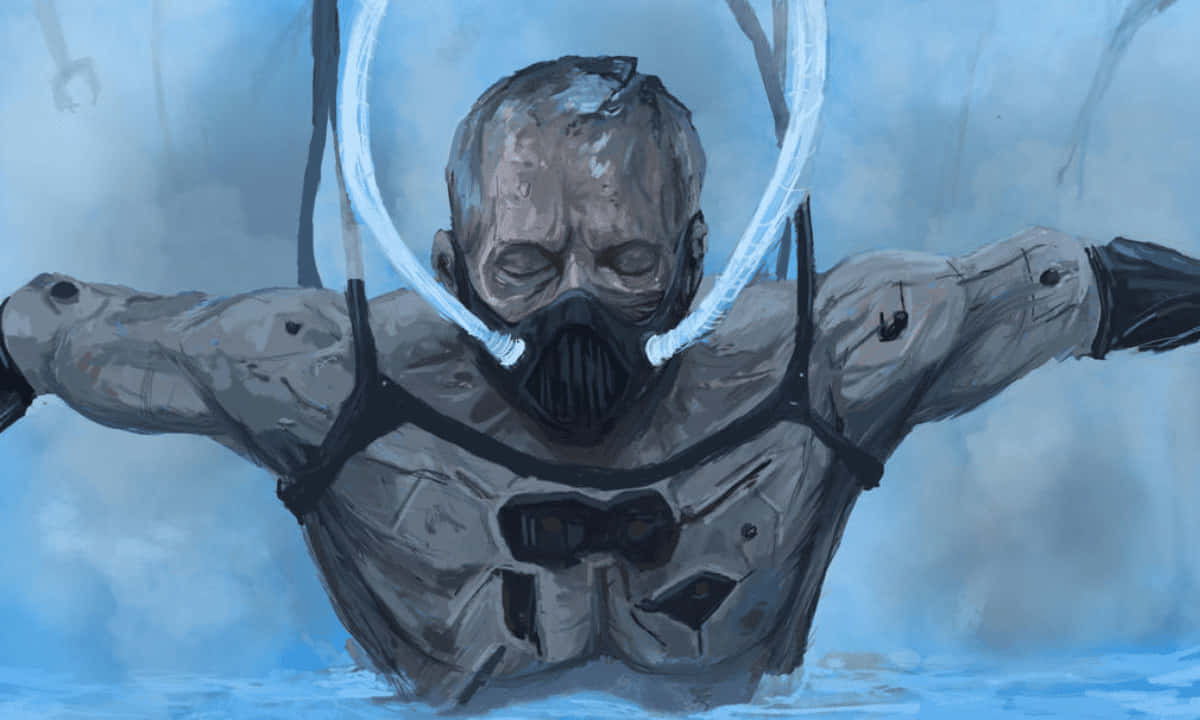 Bacta Tank, icy blue water, cracked helmet, SD Desktop Wallpaper